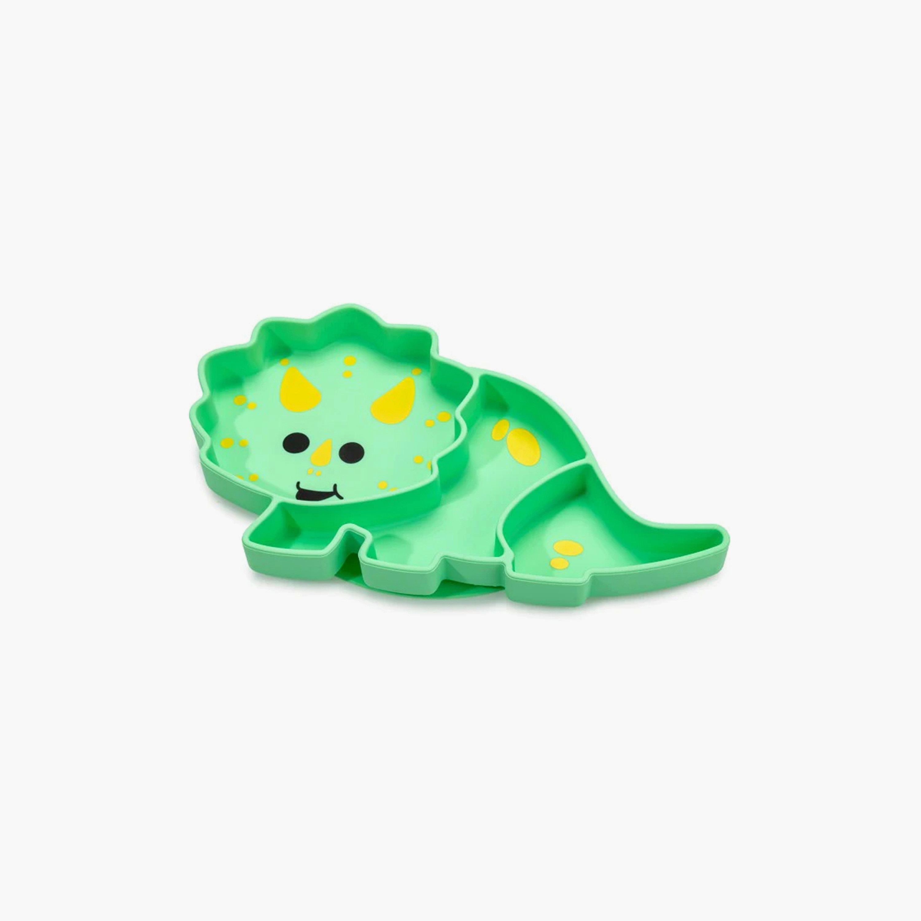 Melii Divided Silicone Suction Plate - Dinosaur - Green-baby-feeding-mealtimeessentials-image-1