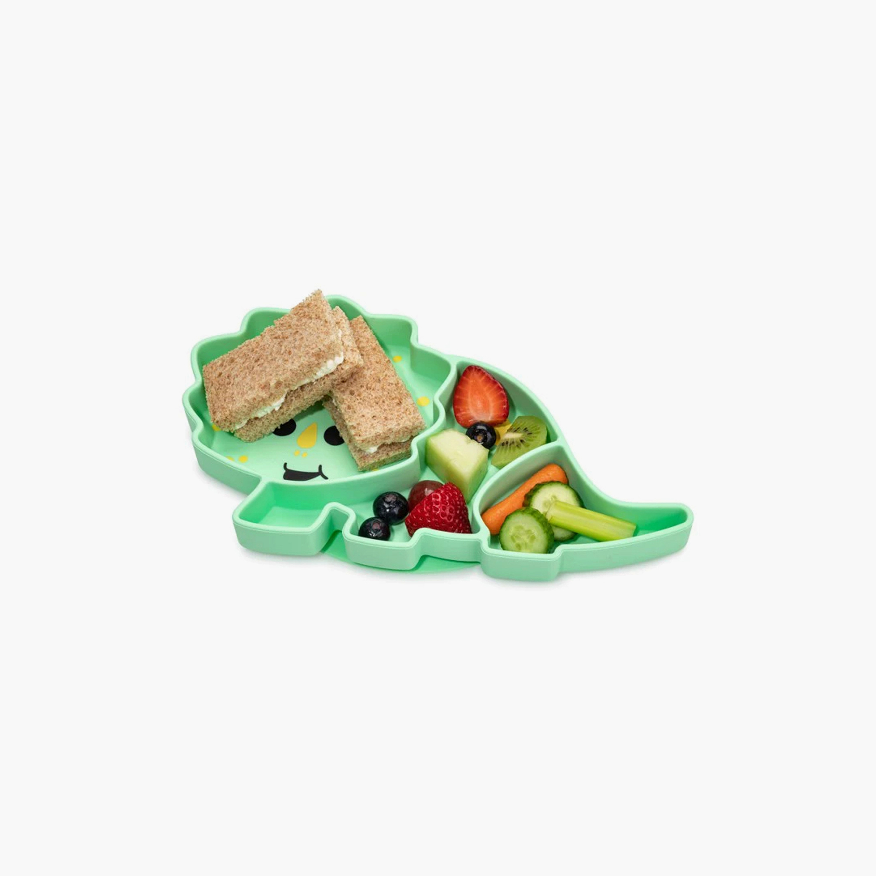 Melii Divided Silicone Suction Plate - Dinosaur - Green-baby-feeding-mealtimeessentials-image-2