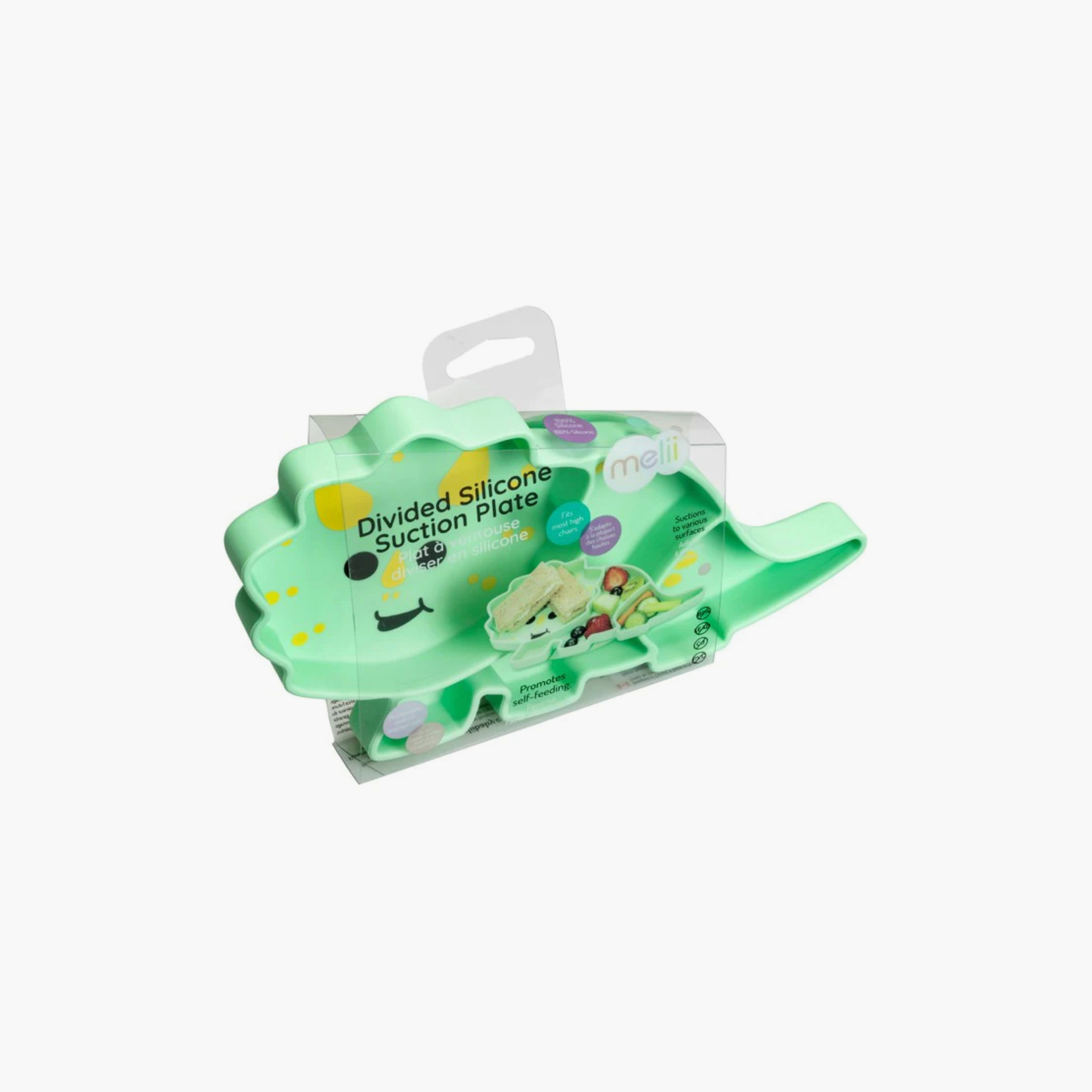 Melii Divided Silicone Suction Plate - Dinosaur - Green-baby-feeding-mealtimeessentials-image-3