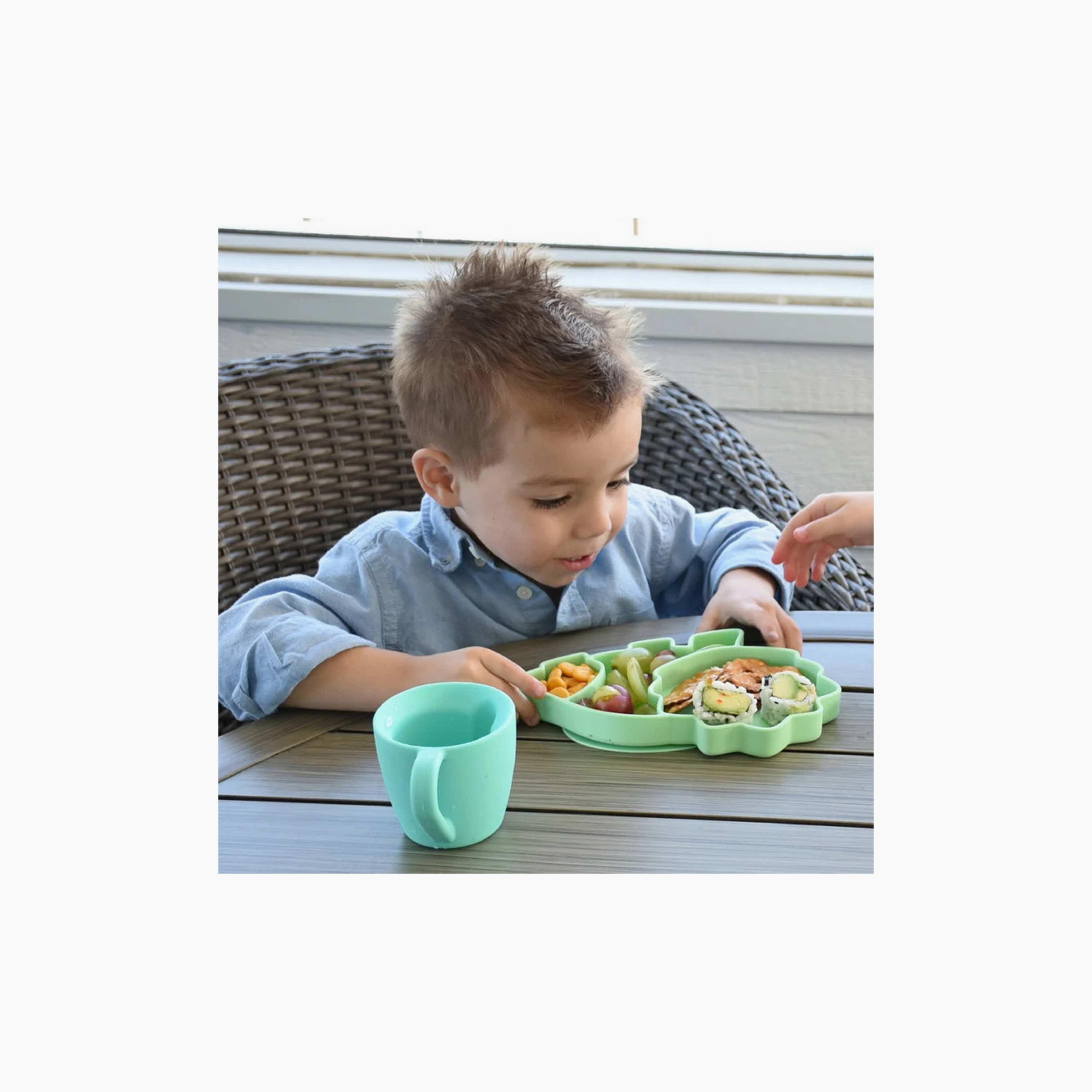 Melii Divided Silicone Suction Plate - Dinosaur - Green-baby-feeding-mealtimeessentials-image-4