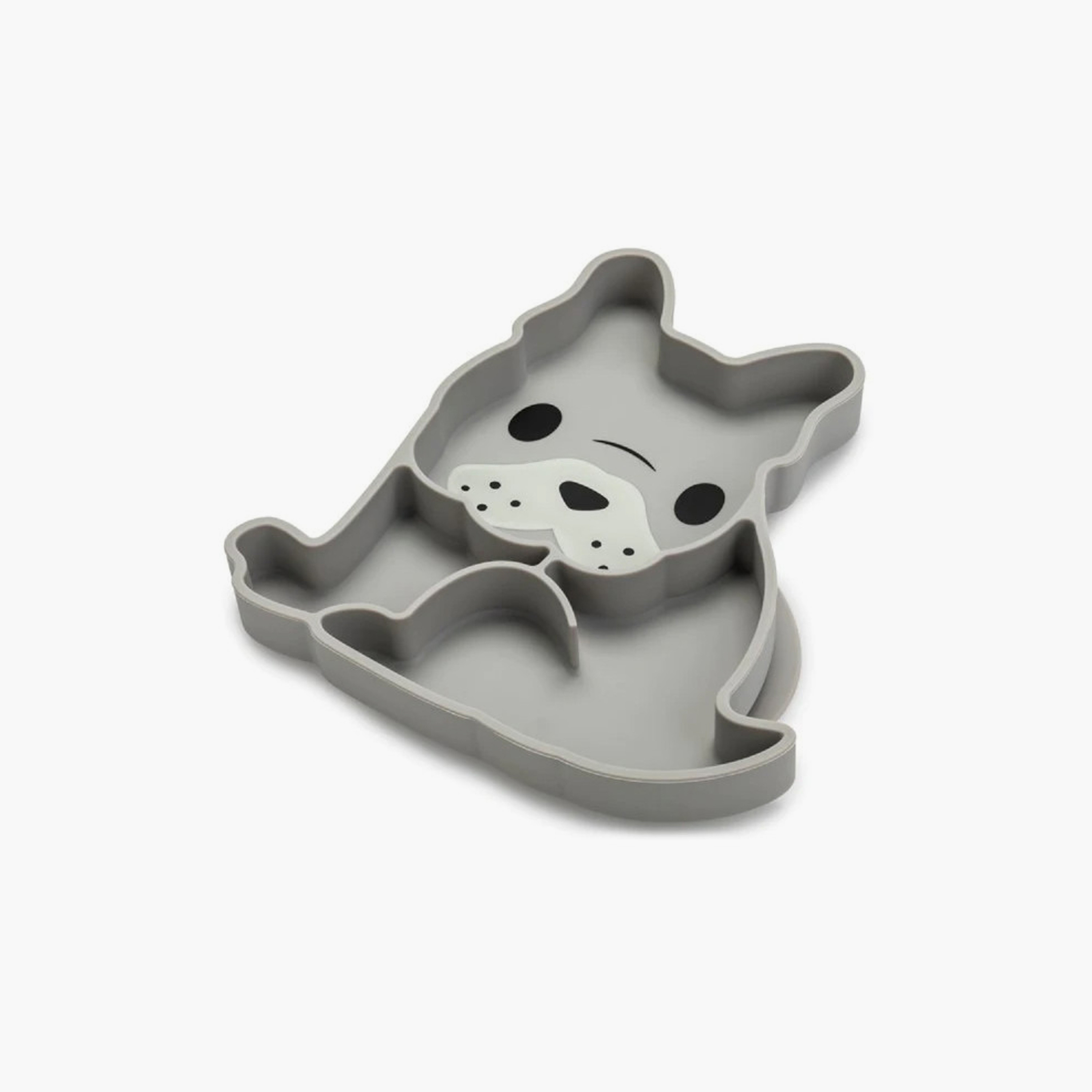 Melii Divided Silicone Suction Plate - Bulldog - Grey-baby-feeding-mealtimeessentials-image-1