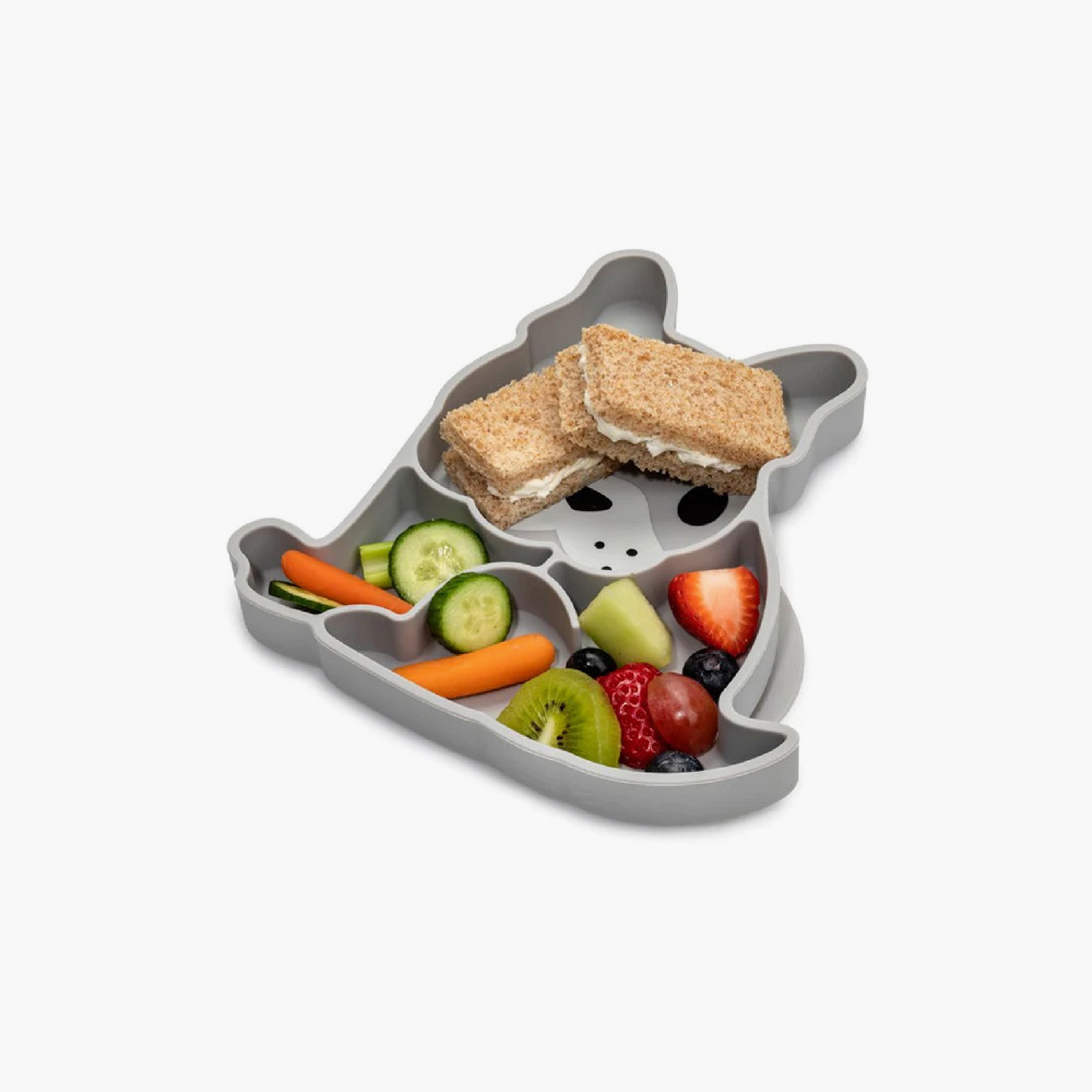 Melii Divided Silicone Suction Plate - Bulldog - Grey-baby-feeding-mealtimeessentials-image-3