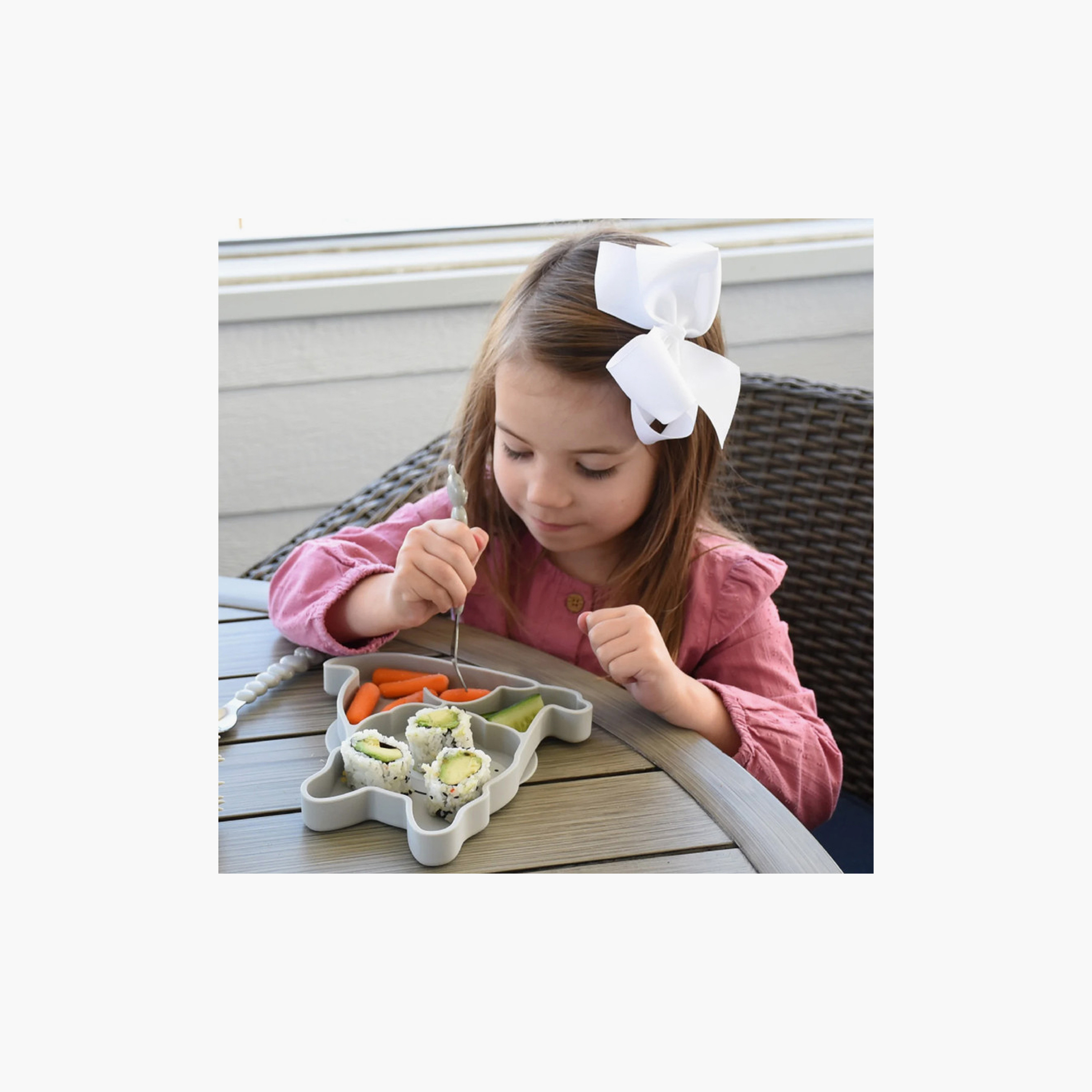 Melii Divided Silicone Suction Plate - Bulldog - Grey-baby-feeding-mealtimeessentials-image-4