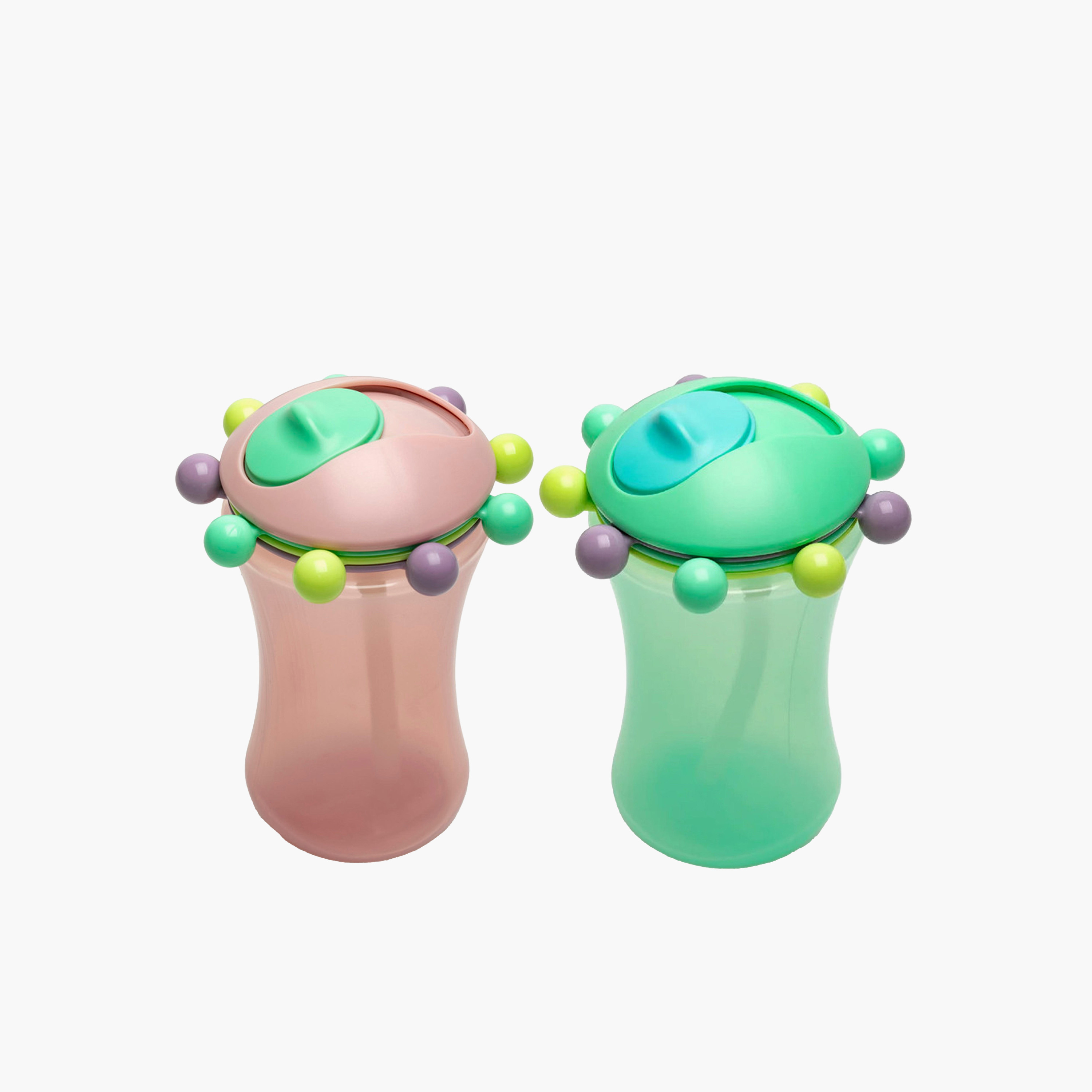 Melii 2-Piece Abacus Straw Sippy Cup - Green & Pink - 340 ml-baby-feeding-mealtimeessentials-image-1