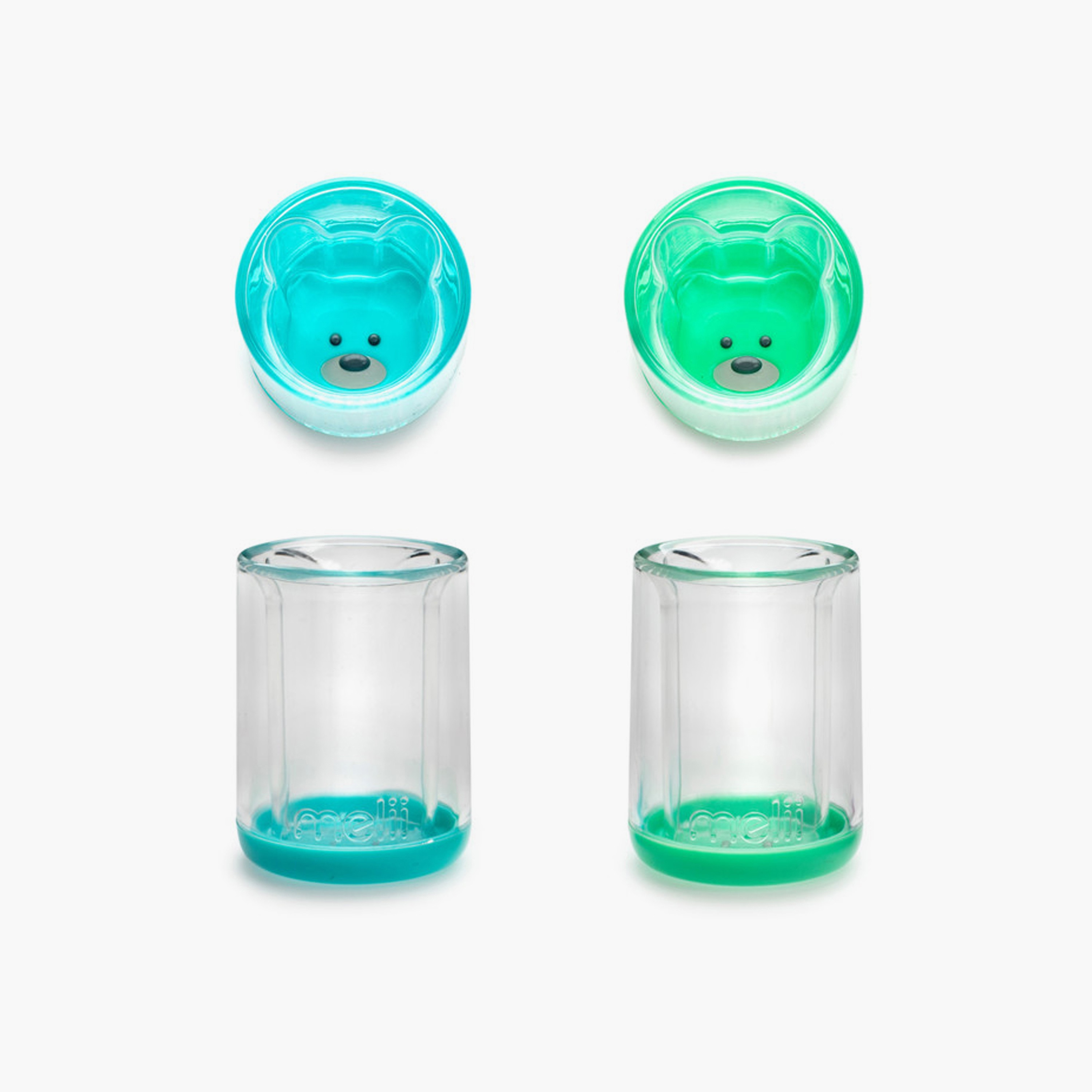 Melii 2-Piece Double Walled Bear Plastic Cup - Turquoise & Green - 145ml-baby-feeding-mealtimeessentials-image-2