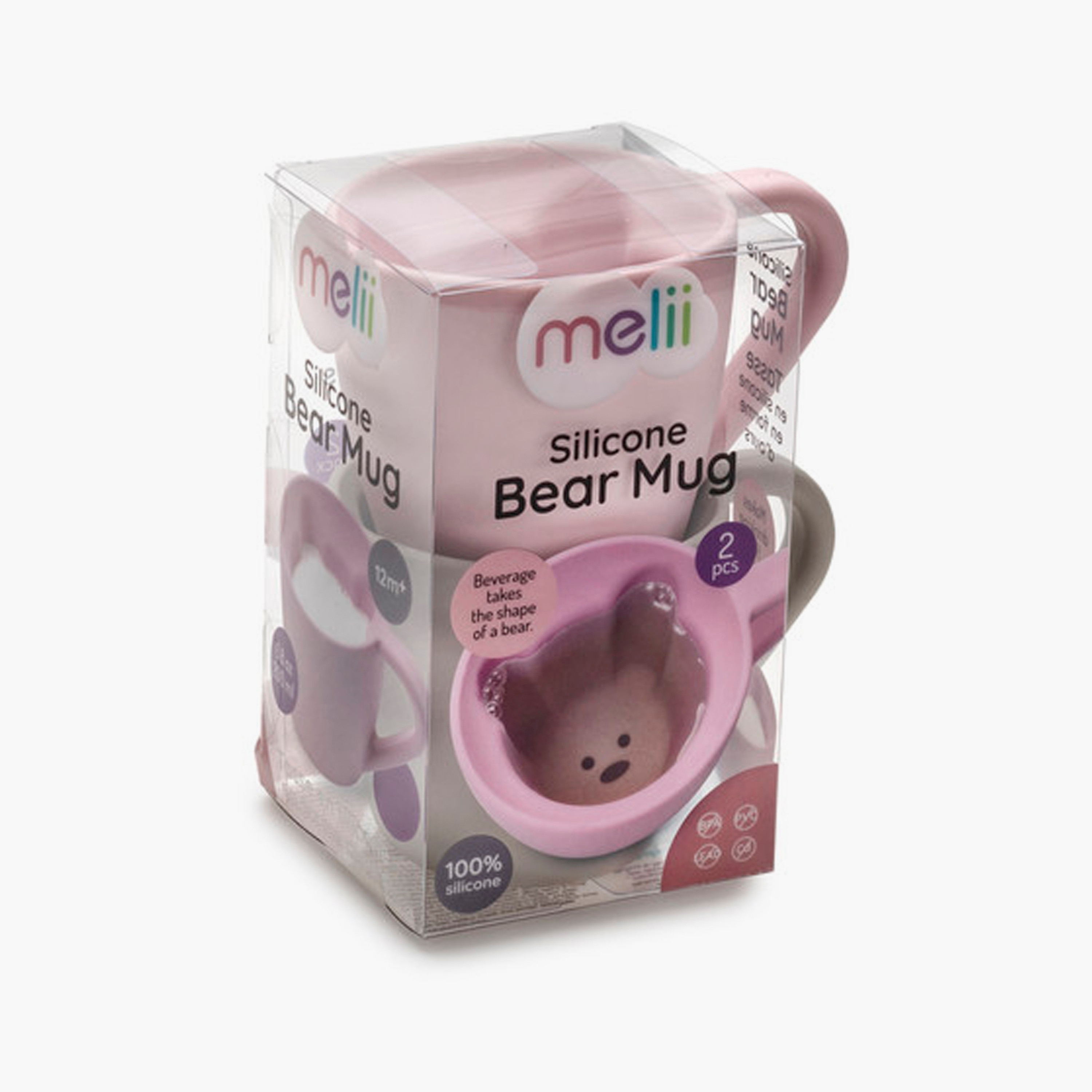 كوب سيليكون دب قطعتين من ميلي - وردي ورمادي-baby-feeding-mealtimeessentials-image-5