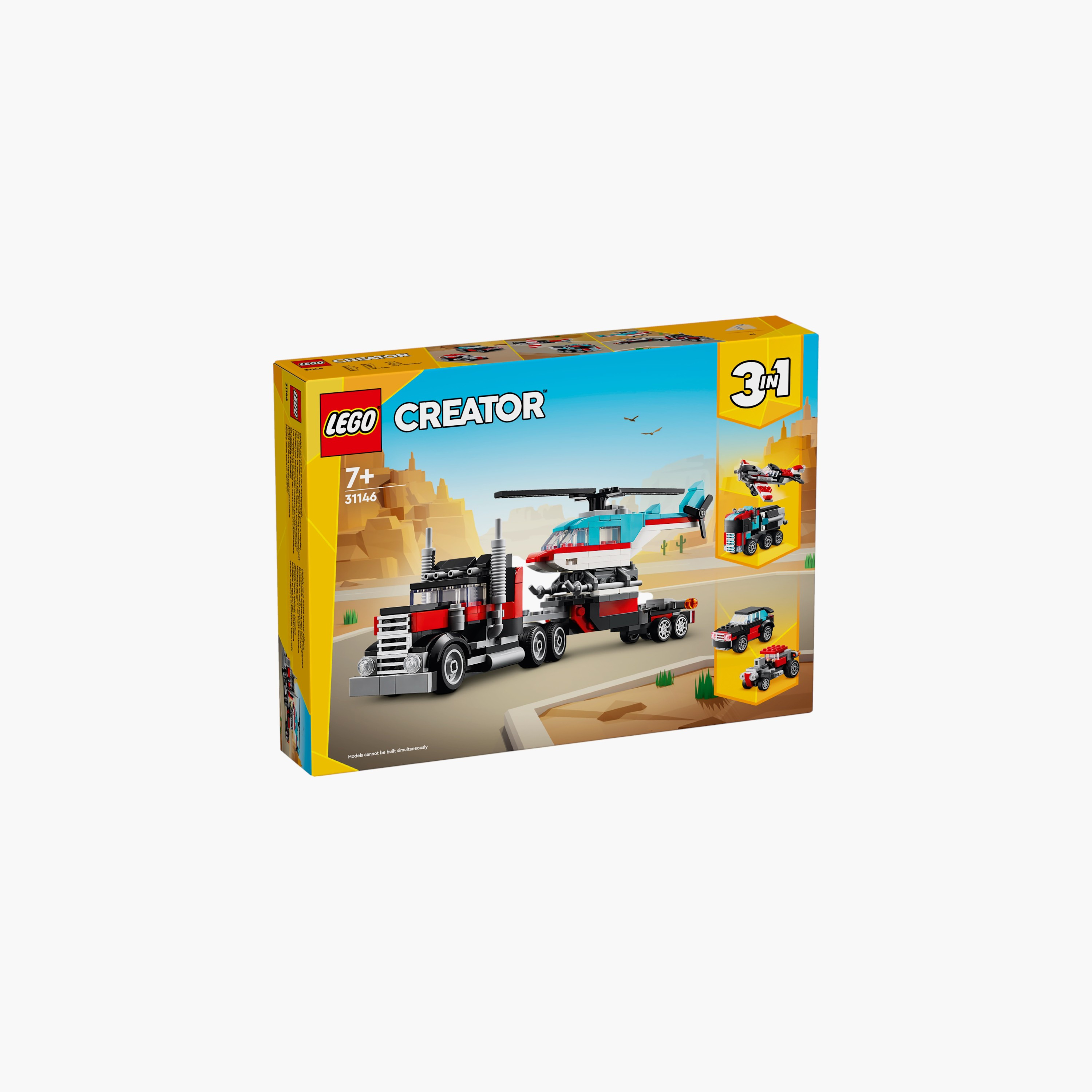 مجموعة بناء شاحنة مسطحة 3 في 1 مع طائرة هليكوبتر 31146 من ليجو-toys-buildingblocks-blocks-image-1