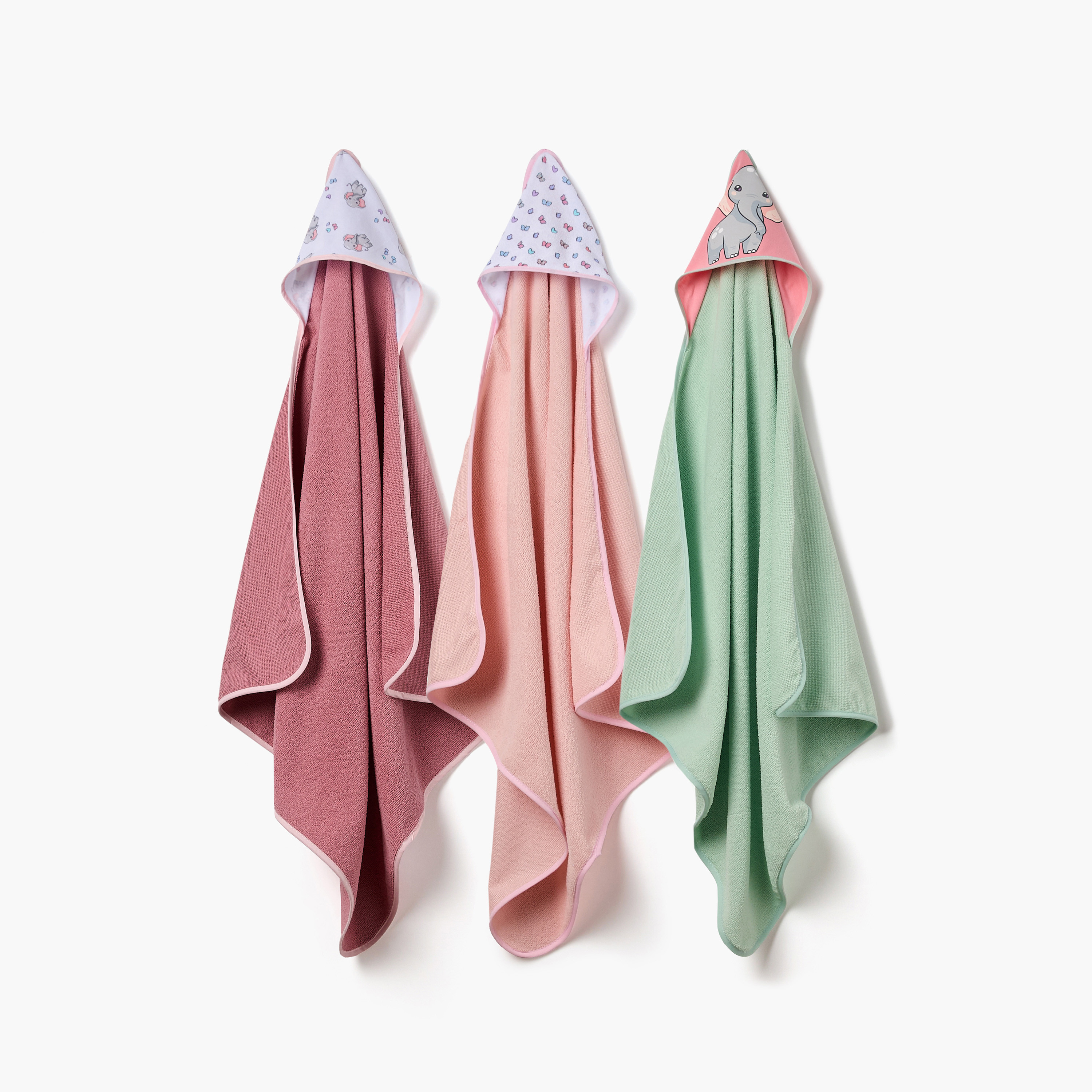 طقم مناشف تنظيف ومناشف بقبعة 3 قطع من جونيورز-baby-bathandcare-towels-image-1