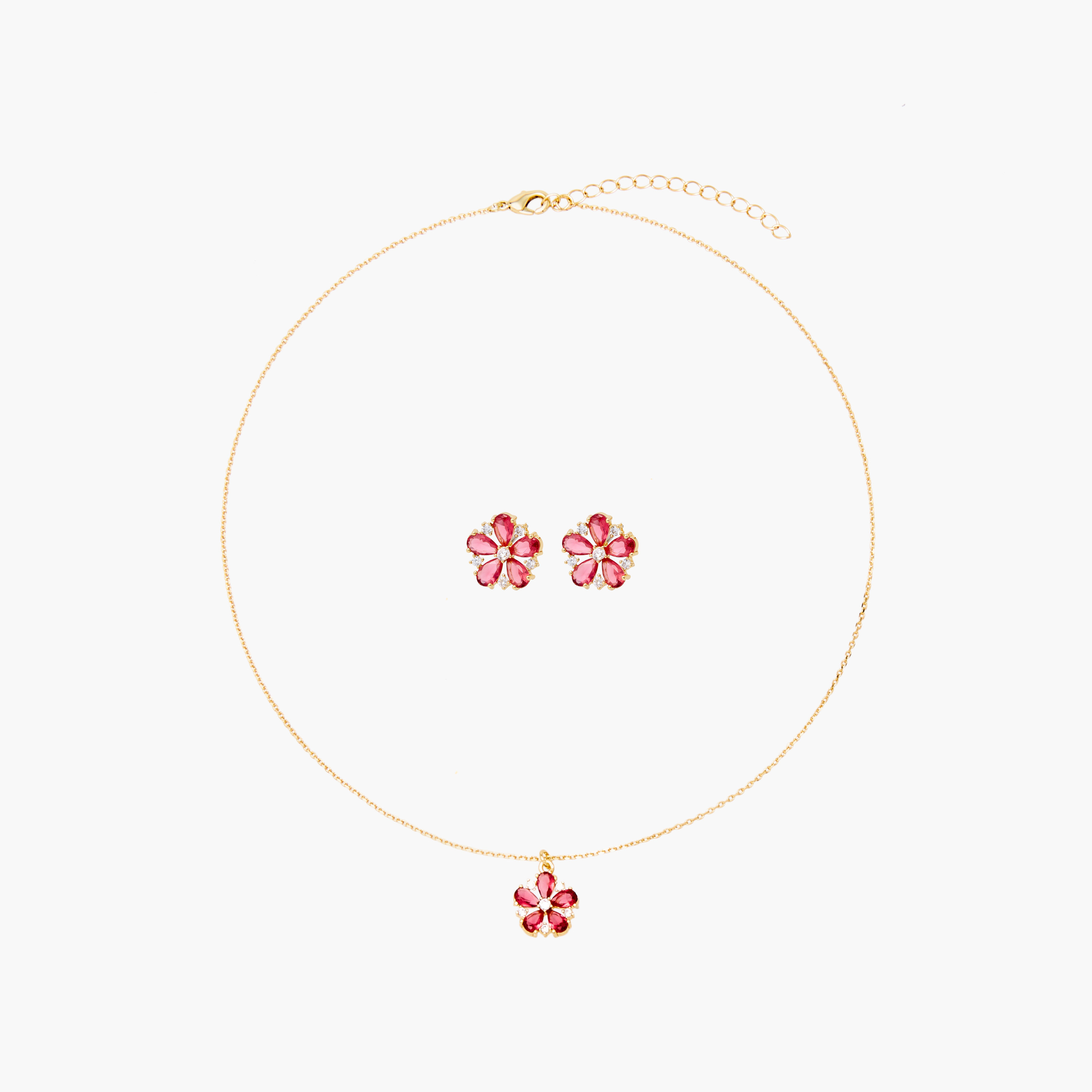 Charmz Flower Embellished Pendant Necklace and Earrings Set-girls-accessories-jewellery-image-1