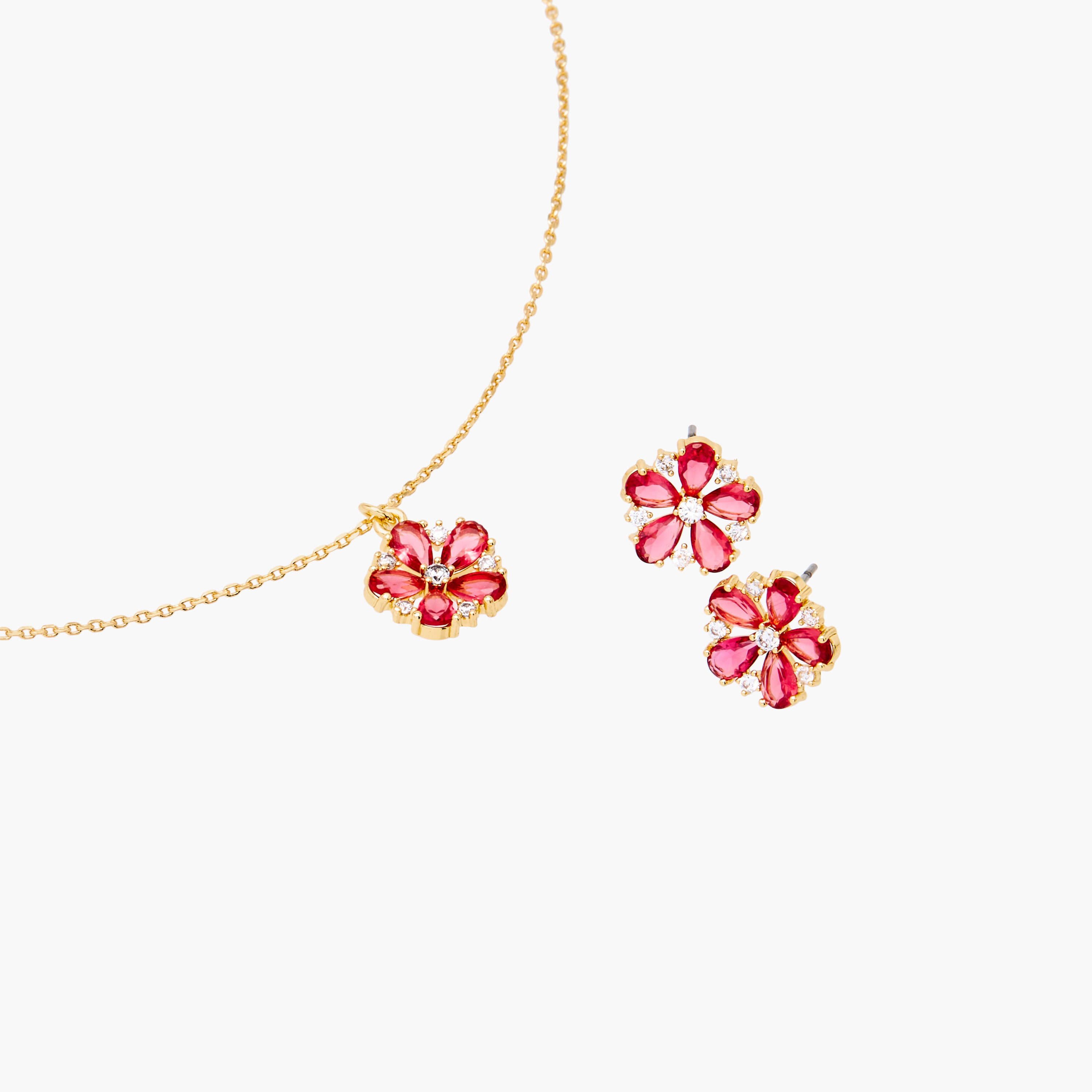 Charmz Flower Embellished Pendant Necklace and Earrings Set-girls-accessories-jewellery-image-3