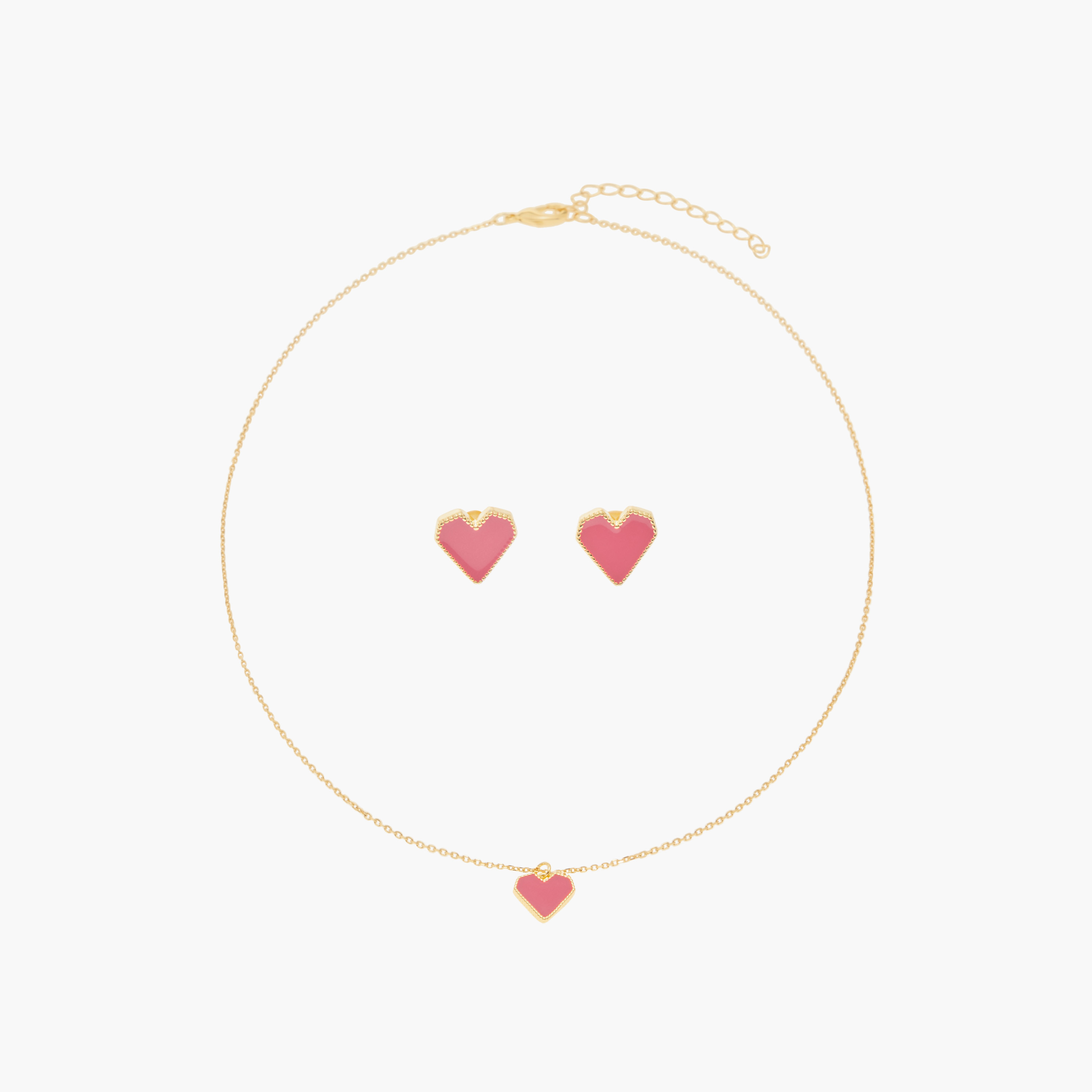 Charmz Heart Embellished Pendant Necklace and Earrings Set-girls-accessories-jewellery-image-1