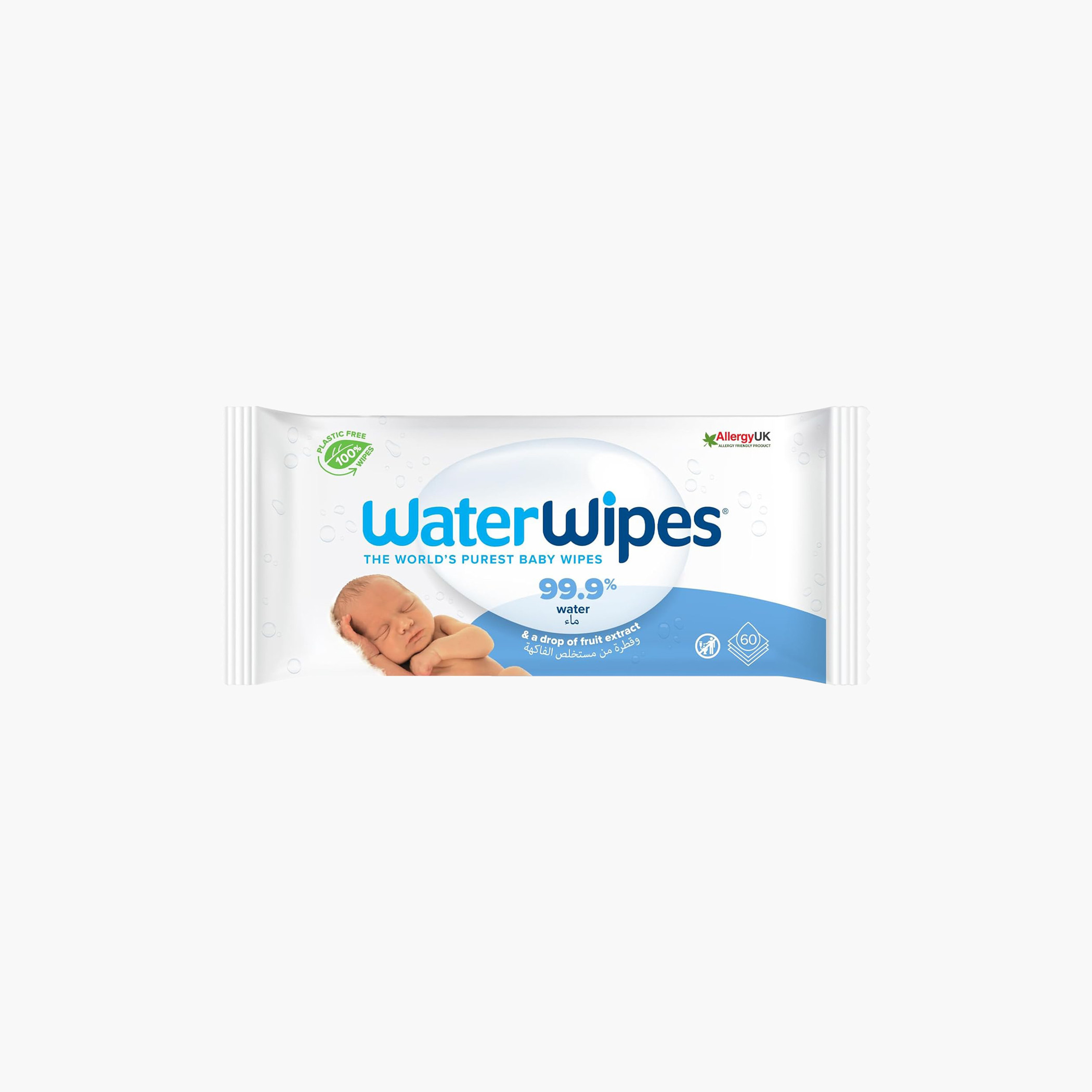WaterWipes Fruit Extract Baby Wipes - Pack of 12, 60 Sheets-baby-bathandcare-wipes-image-1