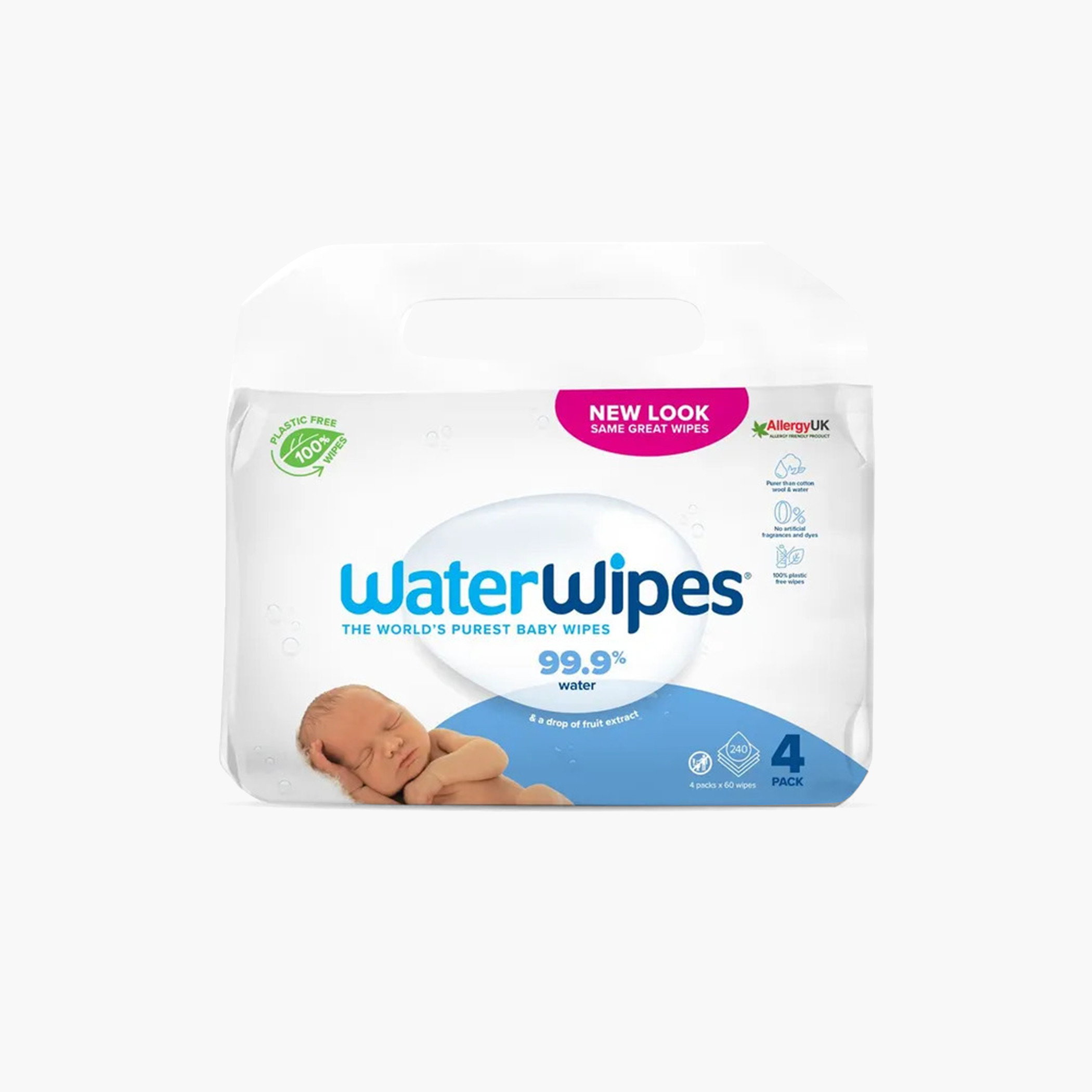WaterWipes 60-Piece Fruit Extract Baby Wipes - Set of 4-baby-diapering-babywipes-image-1