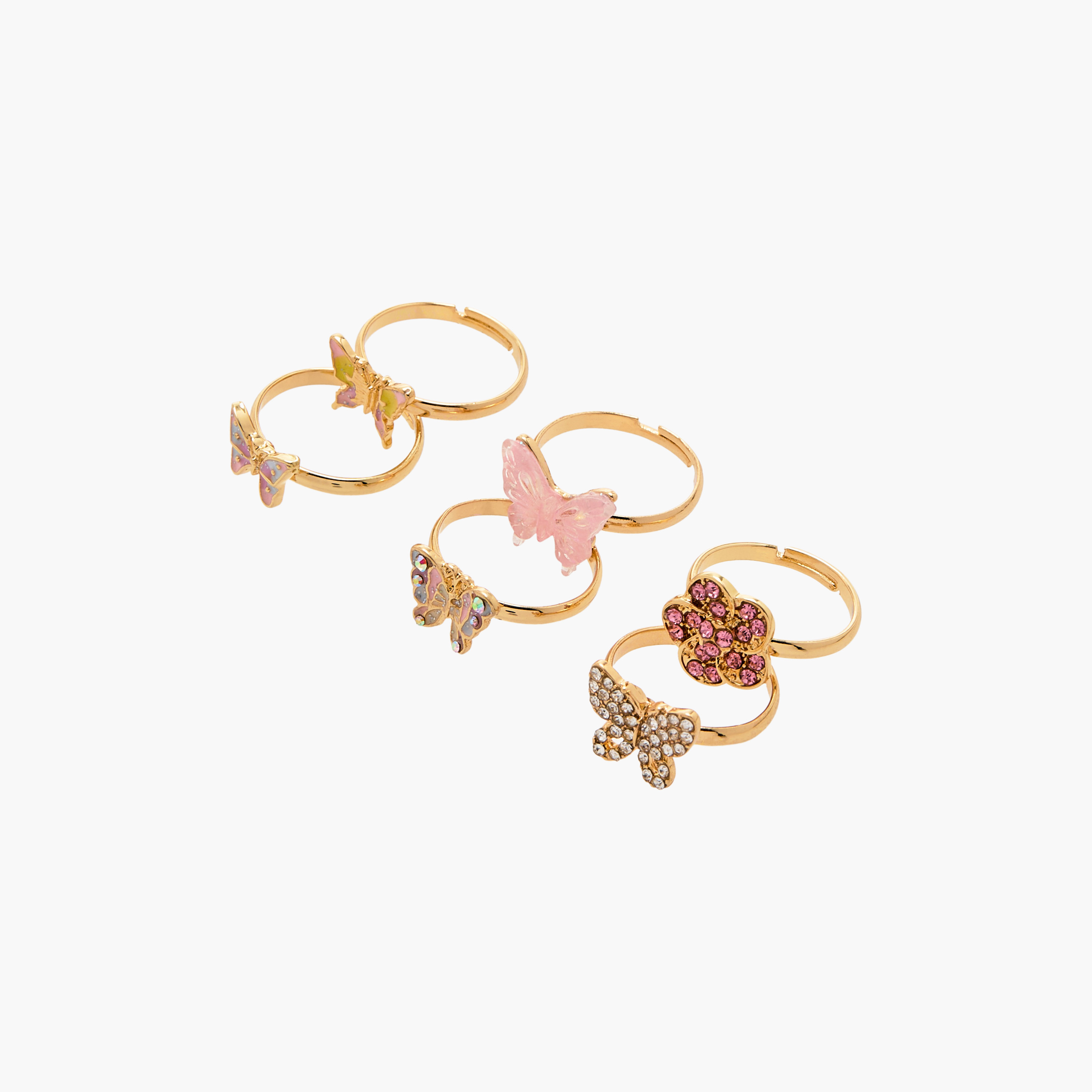 Charmz Butterfly Embellished Adjustable Ring - Set of 6-girls-accessories-jewellery-image-1