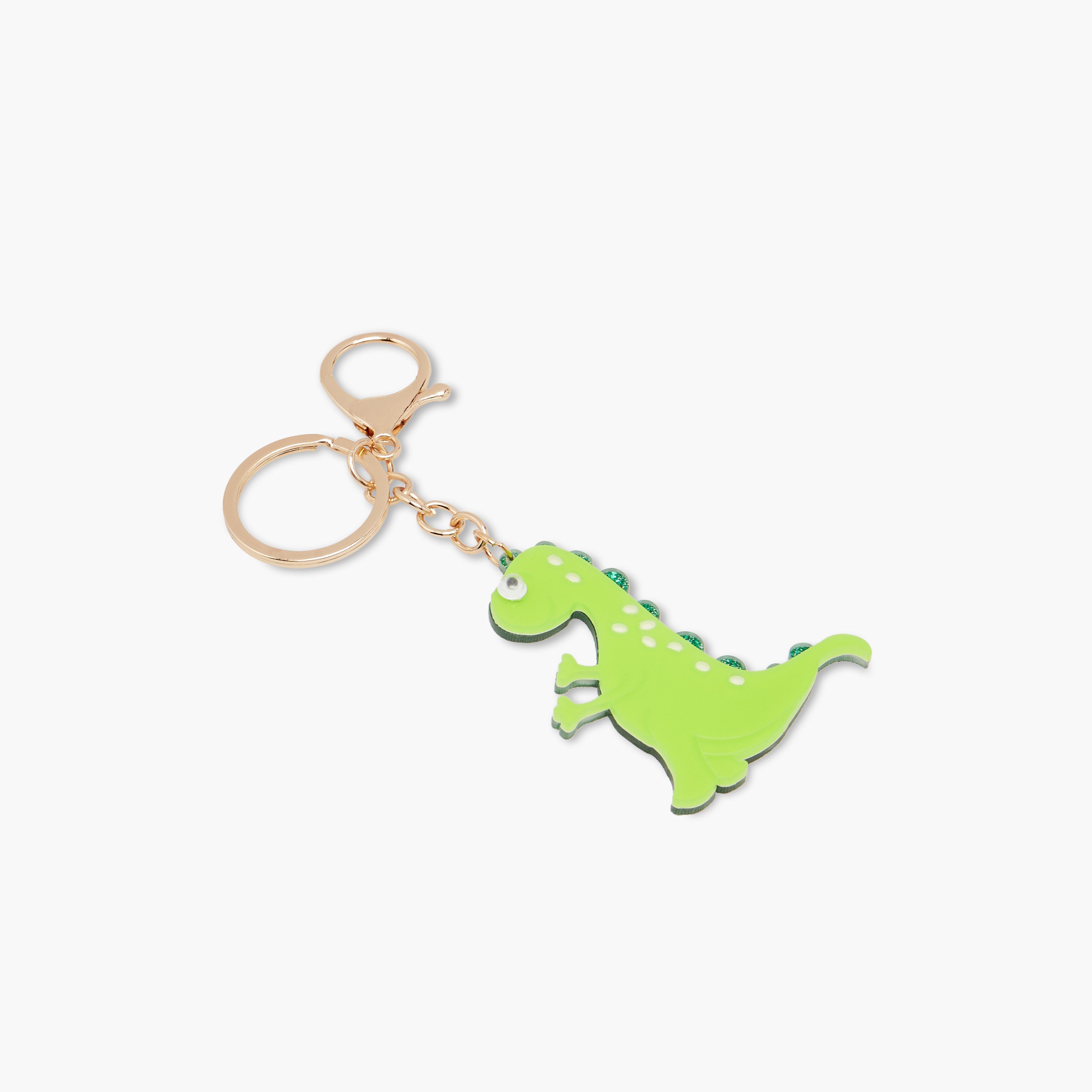 Glitter Detail Dinosaur Keychain-girls-accessories-keyringsandbagcharms-image-2