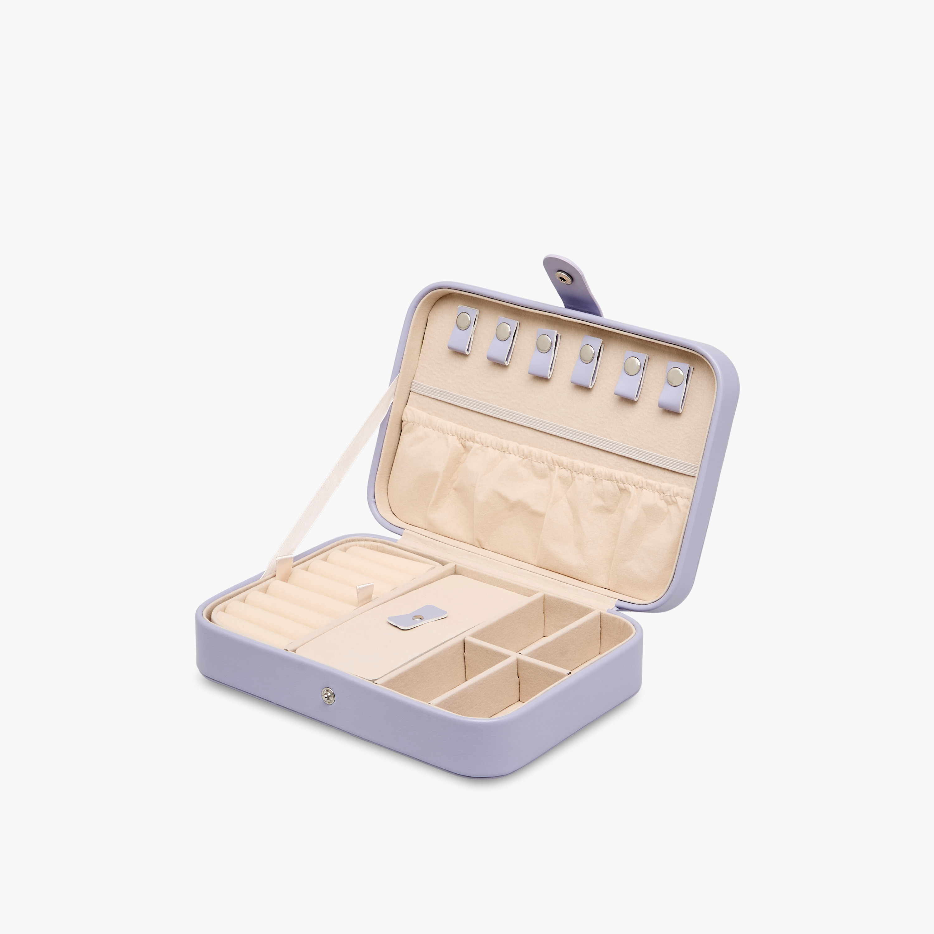 صندوق مجوهرات سادة بزر إغلاق - 20x14x5 سم-women-watchesandjewellery-jewellery-storage-image-2