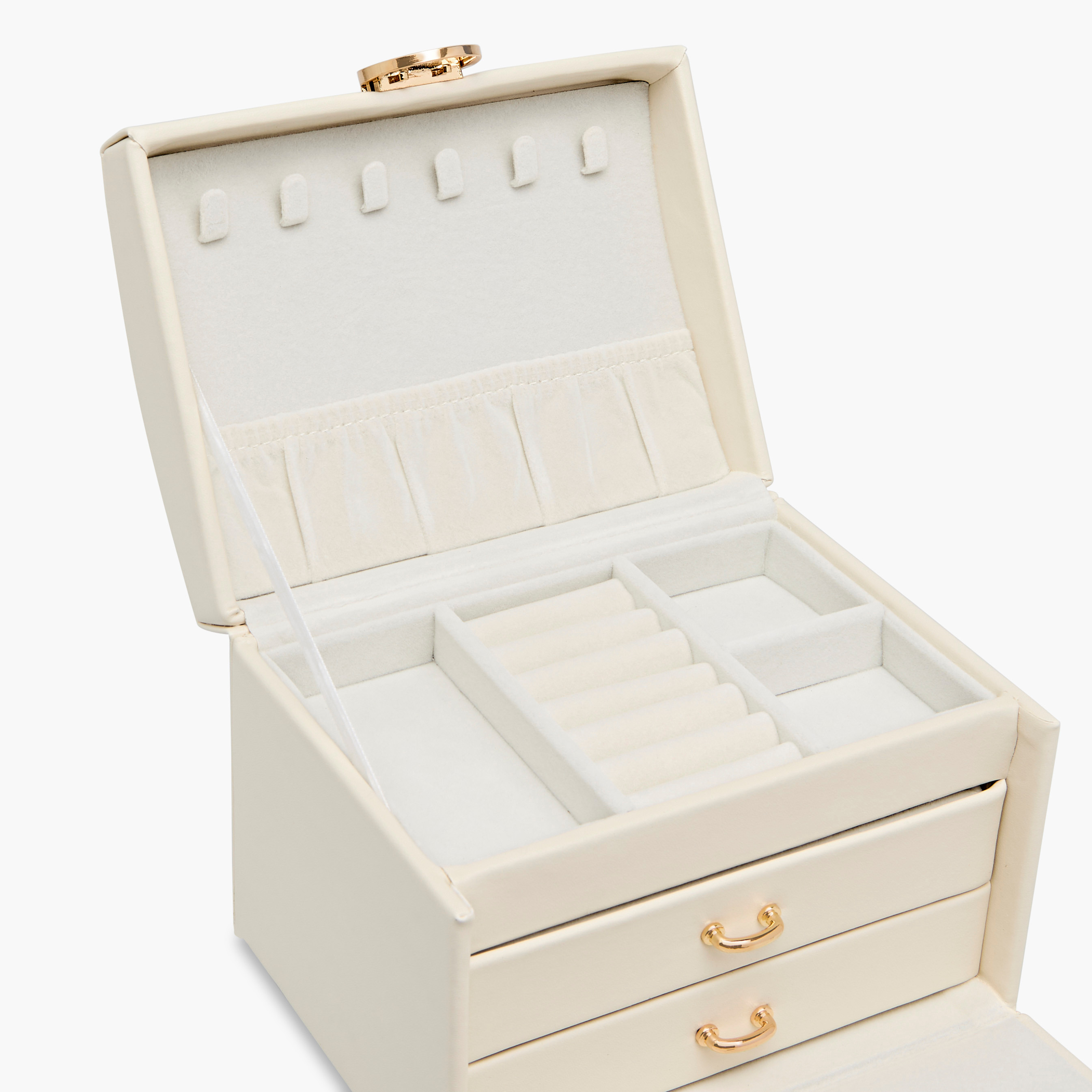 Solid Layered Jewellery Box with Handle - 18x14x13 cms-women-watchesandjewellery-jewellery-storage-image-3