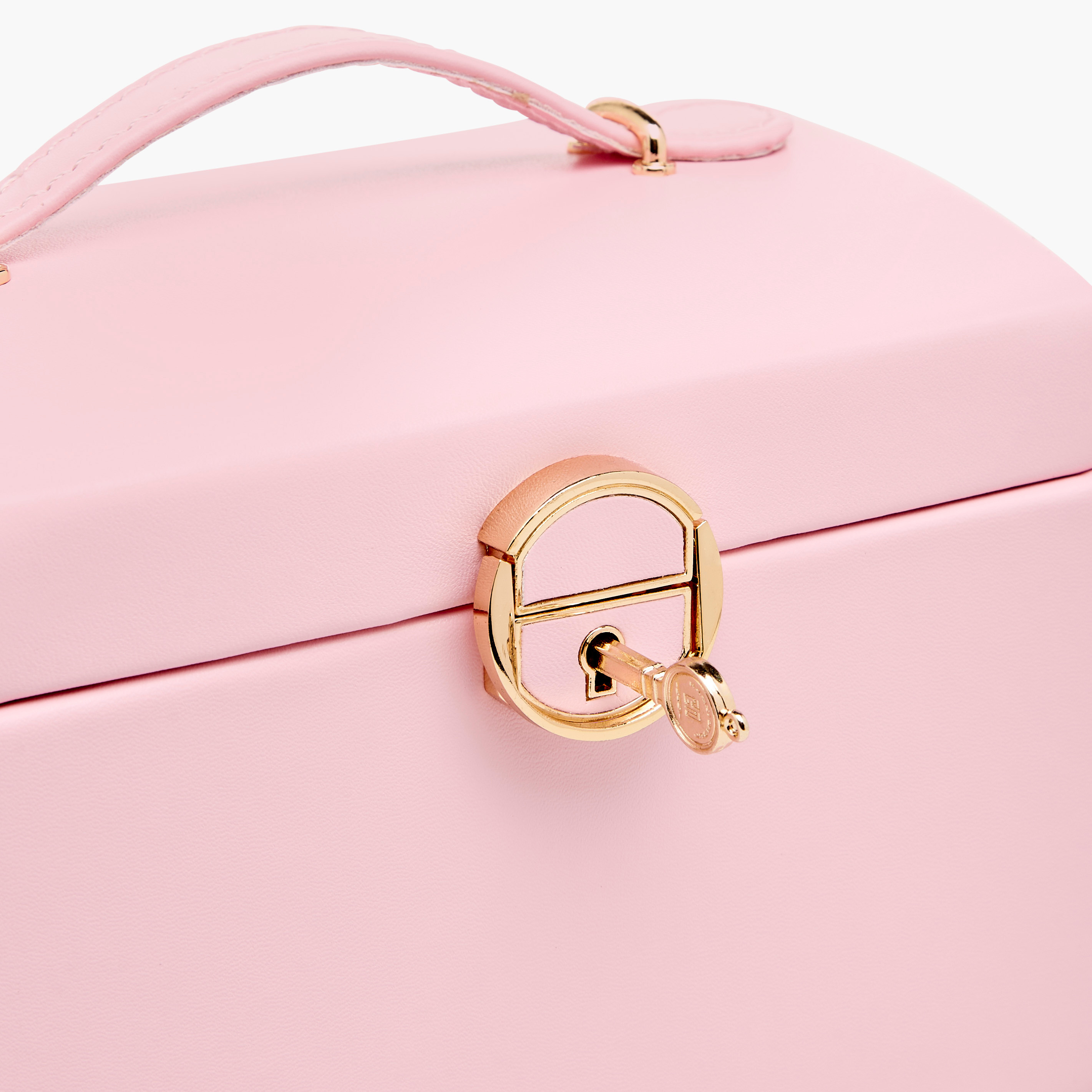 صندوق مجوهرات سادة بطبقات مع مقبض - 18x14x13 سم-women-watchesandjewellery-jewellery-storage-image-5