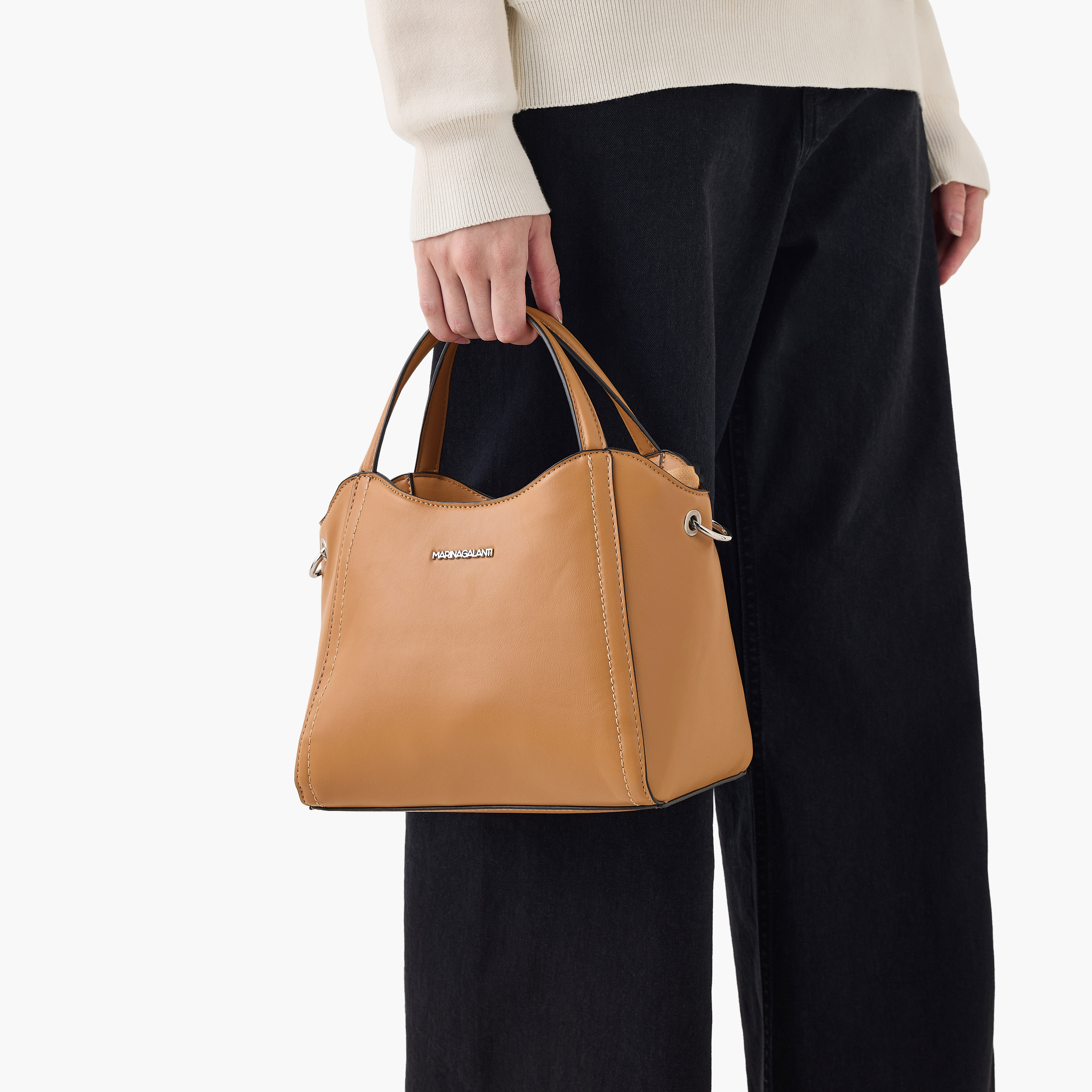 Marina Galanti Solid Tote Bag with Double Handle and Adjustable Strap-women-bagsandwallets-handbags-image-2