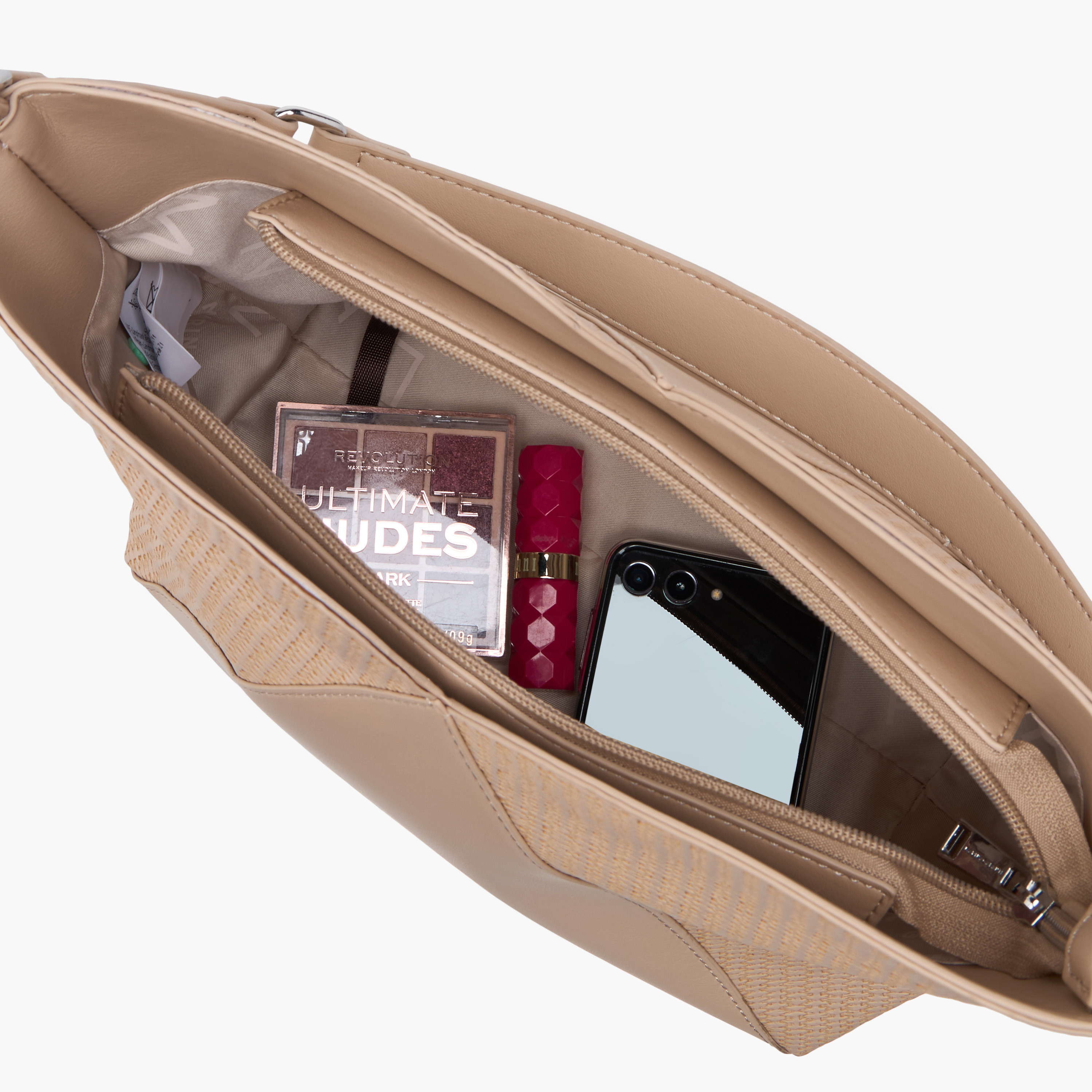 شنطة كتف بارزة الملمس بحزام قابل للتعديل وسحاب إغلاق من مارينا جالانتي-women-bagsandwallets-handbags-image-9