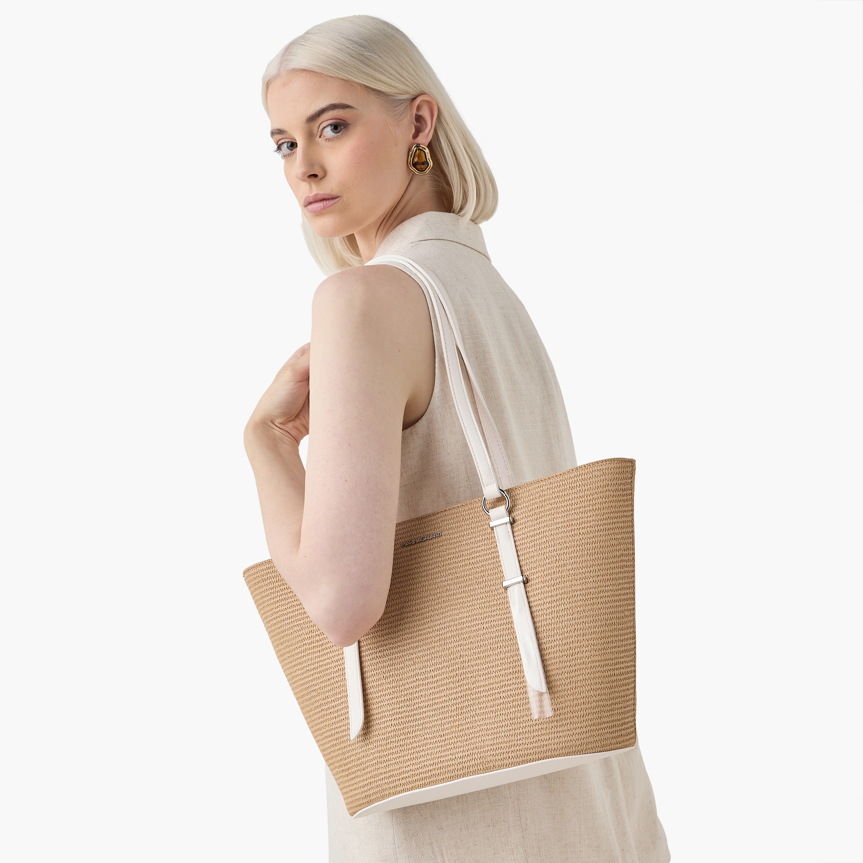 Marina Galanti Textured Tote Bag with Double Handles and Zip Closure-women-bagsandwallets-handbags-image-9