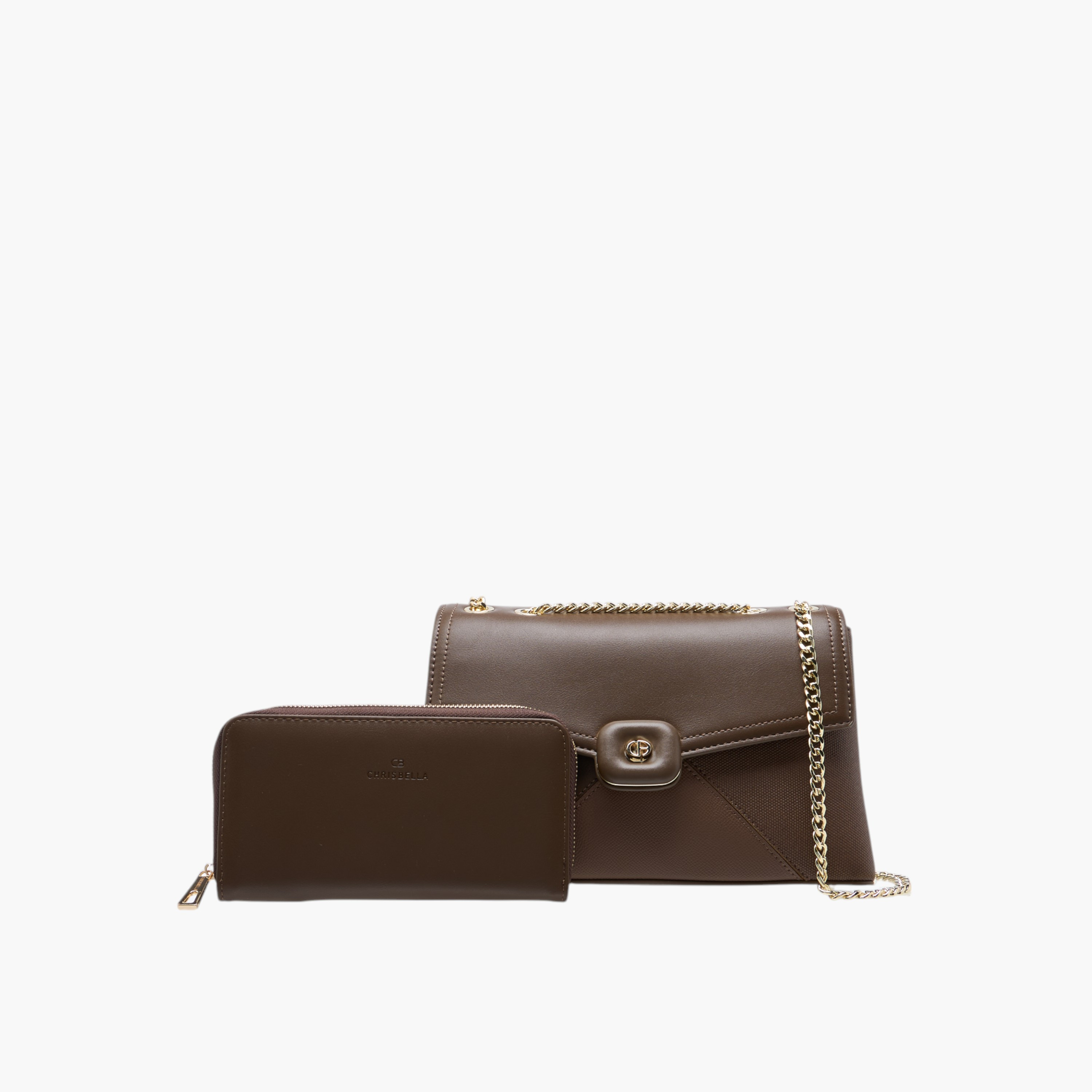 شنطة كروس بودي سادة بحزام سلسلة ومحفظة بسحاب إغلاق دائري من مارينا جالانتي-women-bagsandwallets-handbags-image-1