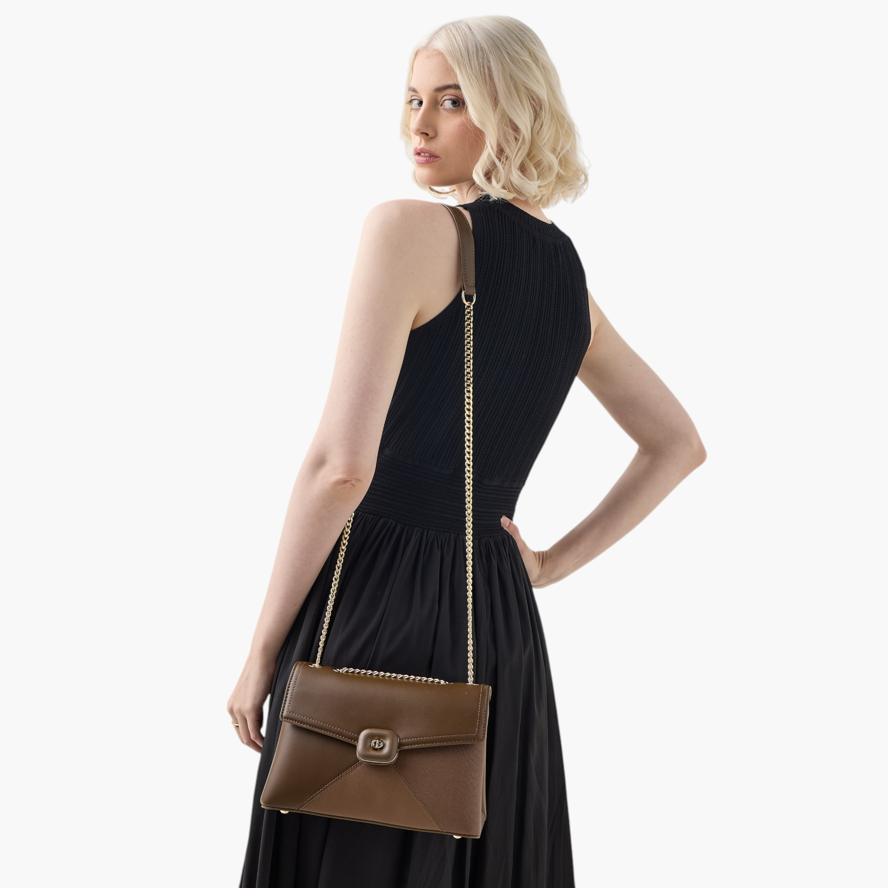 شنطة كروس بودي سادة بحزام سلسلة ومحفظة بسحاب إغلاق دائري من مارينا جالانتي-women-bagsandwallets-handbags-image-2