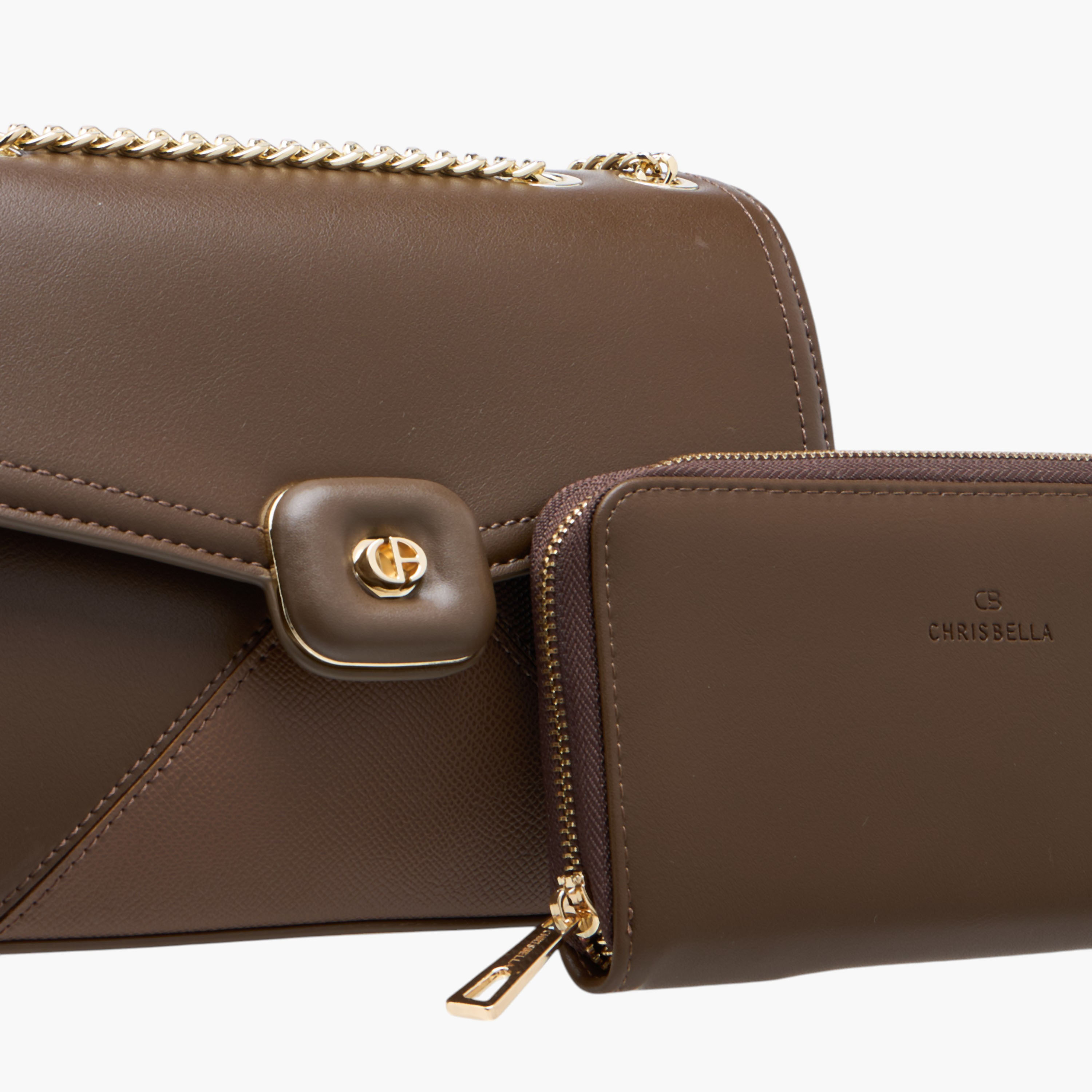 Marina Galanti Solid Crossbody Bag with Chain Strap and Zip Around Wallet-women-bagsandwallets-handbags-image-6