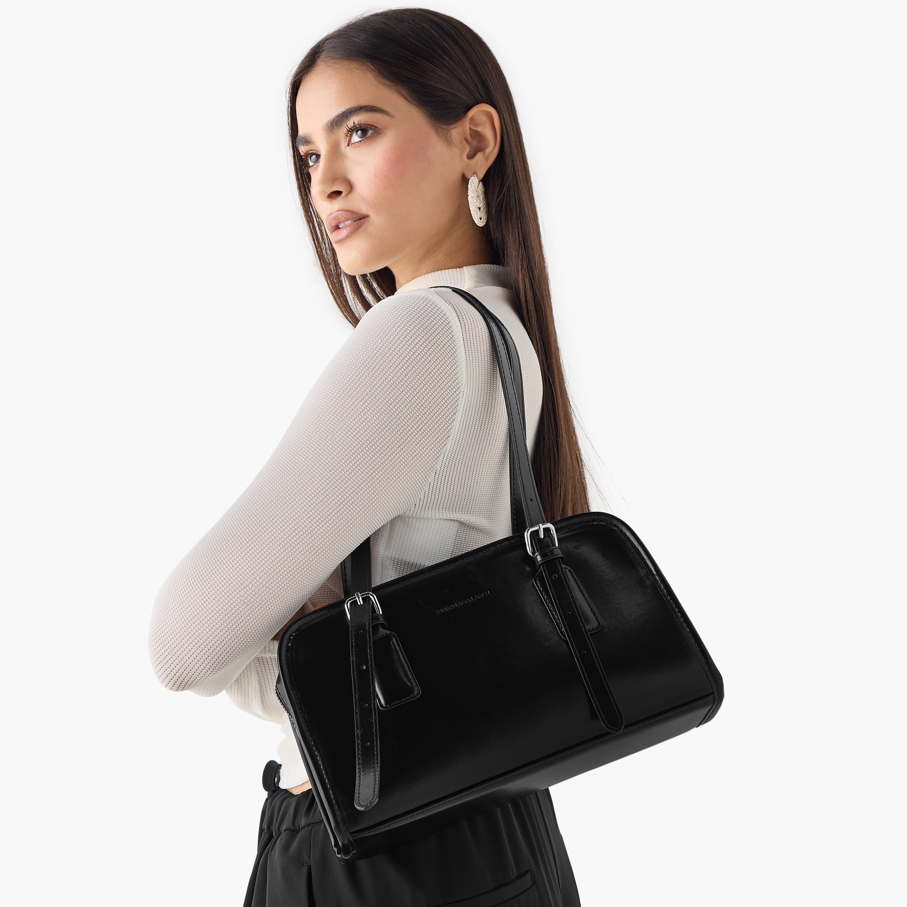 Marina Galanti Solid Tote Bag with Double Handle and Buckle Detail-women-bagsandwallets-handbags-image-2
