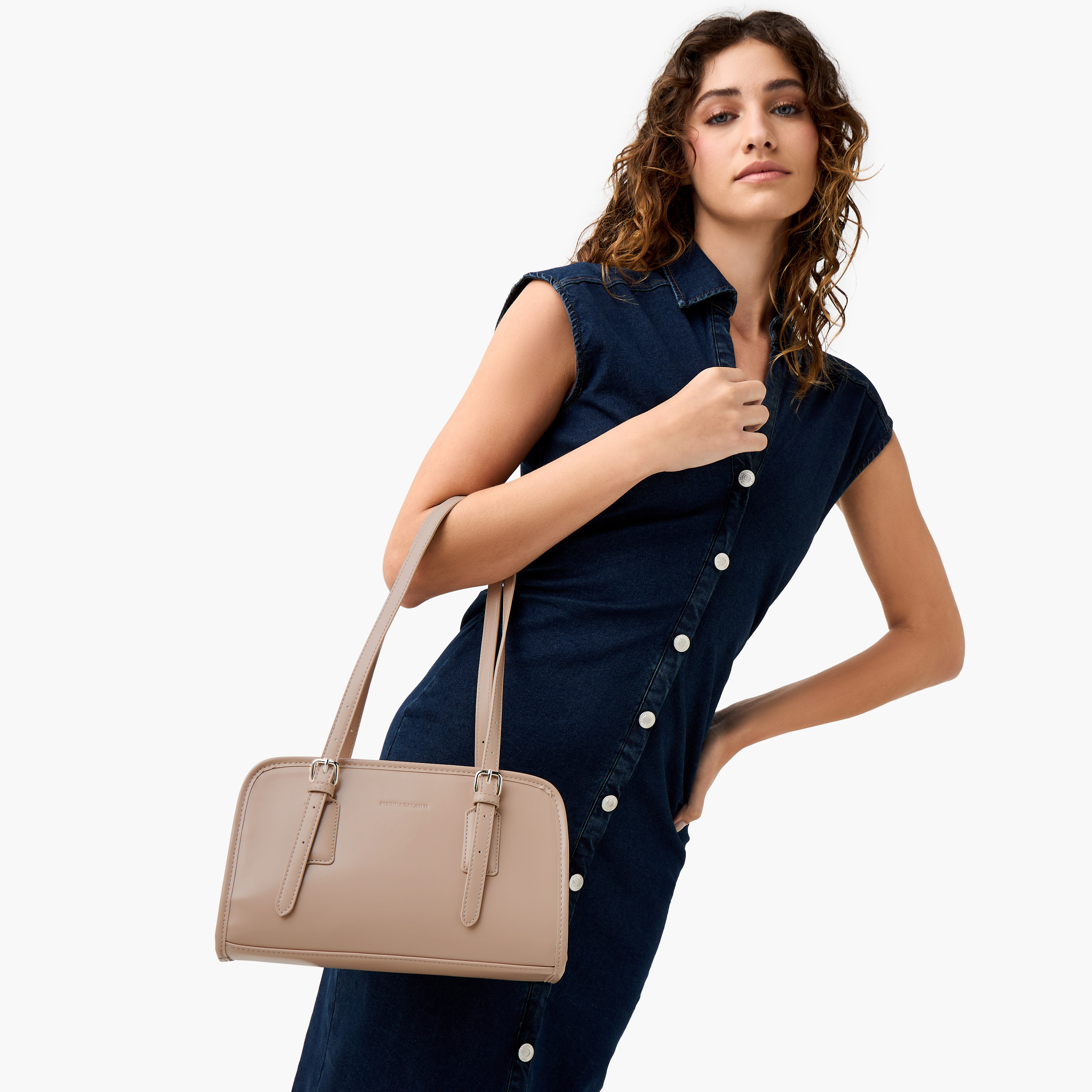 Marina Galanti Solid Tote Bag with Double Handle and Buckle Detail-women-bagsandwallets-handbags-image-10