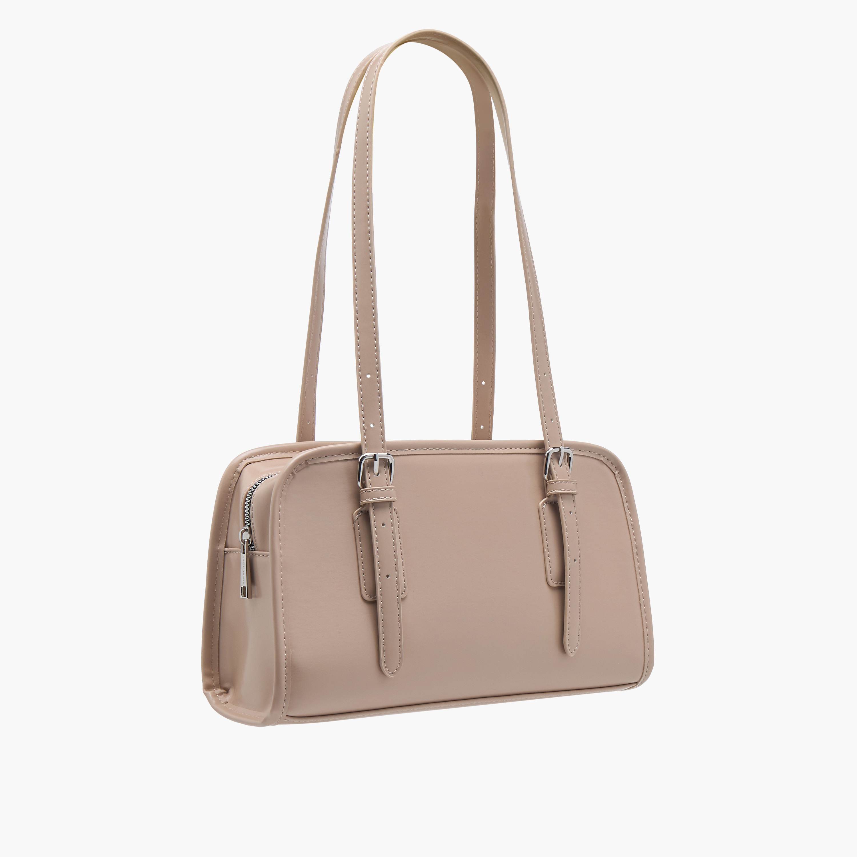 Marina Galanti Solid Tote Bag with Double Handle and Buckle Detail-women-bagsandwallets-handbags-image-4