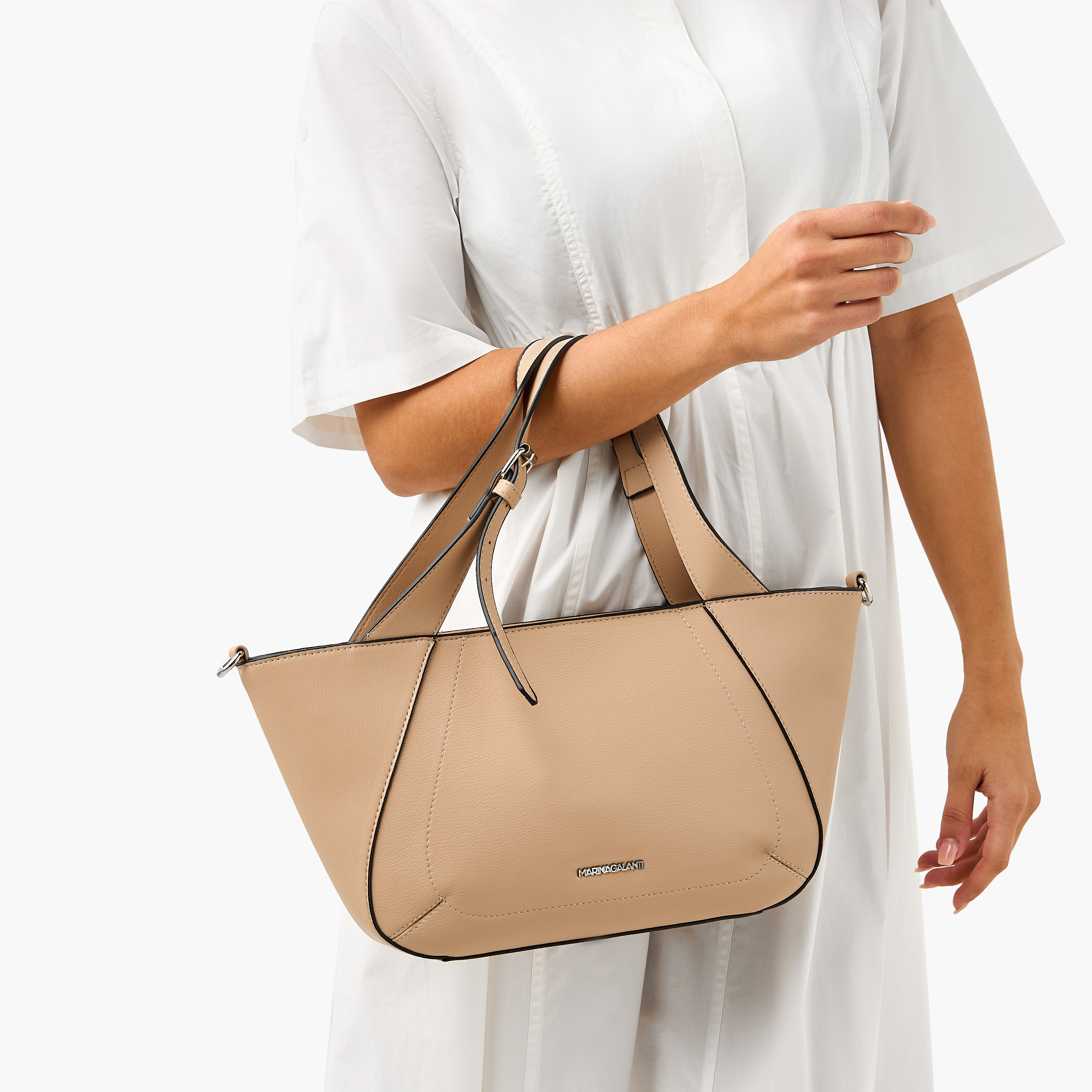 Marina Galanti Solid Tote Bag with Detachable Strap and Zip Closure-women-bagsandwallets-handbags-image-8