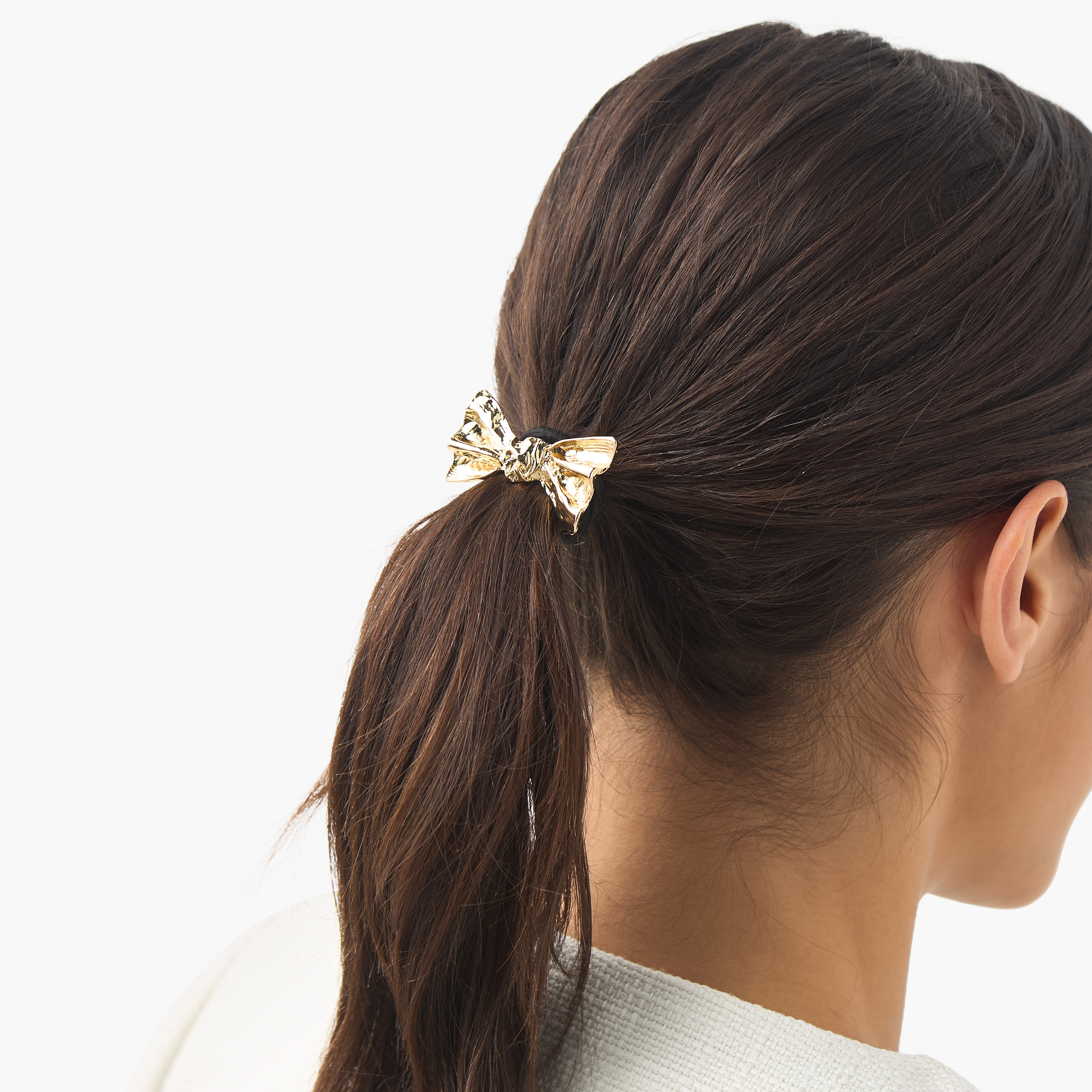 Textured Bow Metallic Accent Hair Tie-women-hairaccessories-scrunchies-image-2