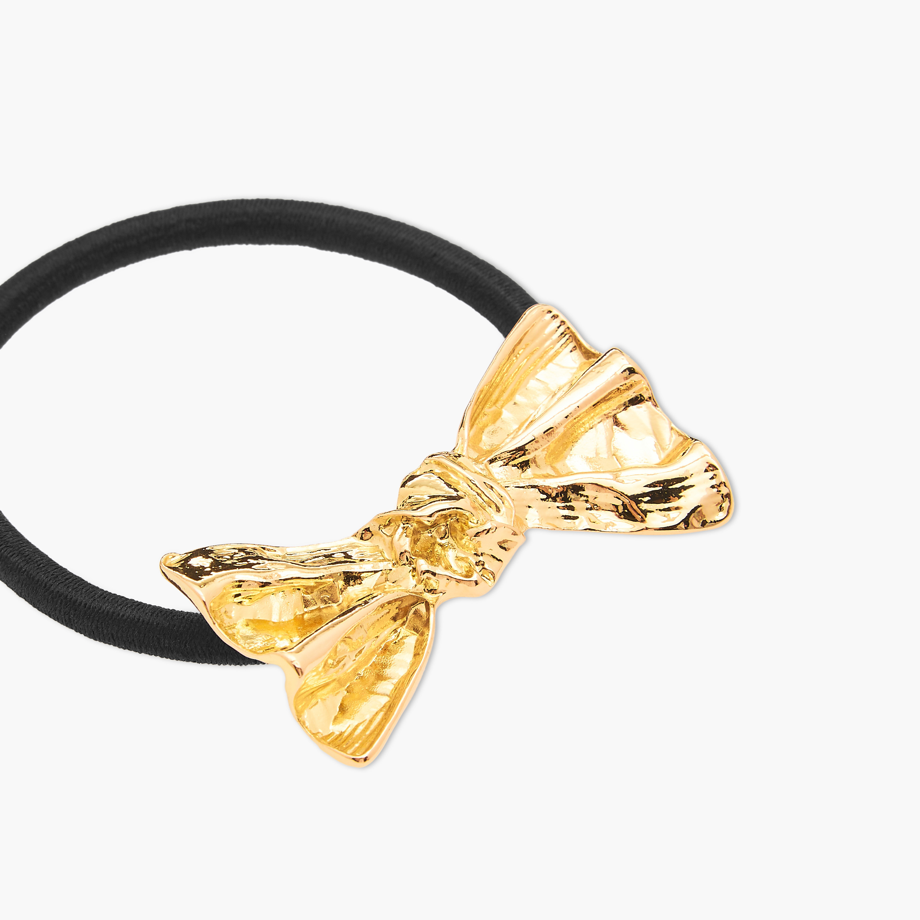 Textured Bow Metallic Accent Hair Tie-women-hairaccessories-scrunchies-image-5