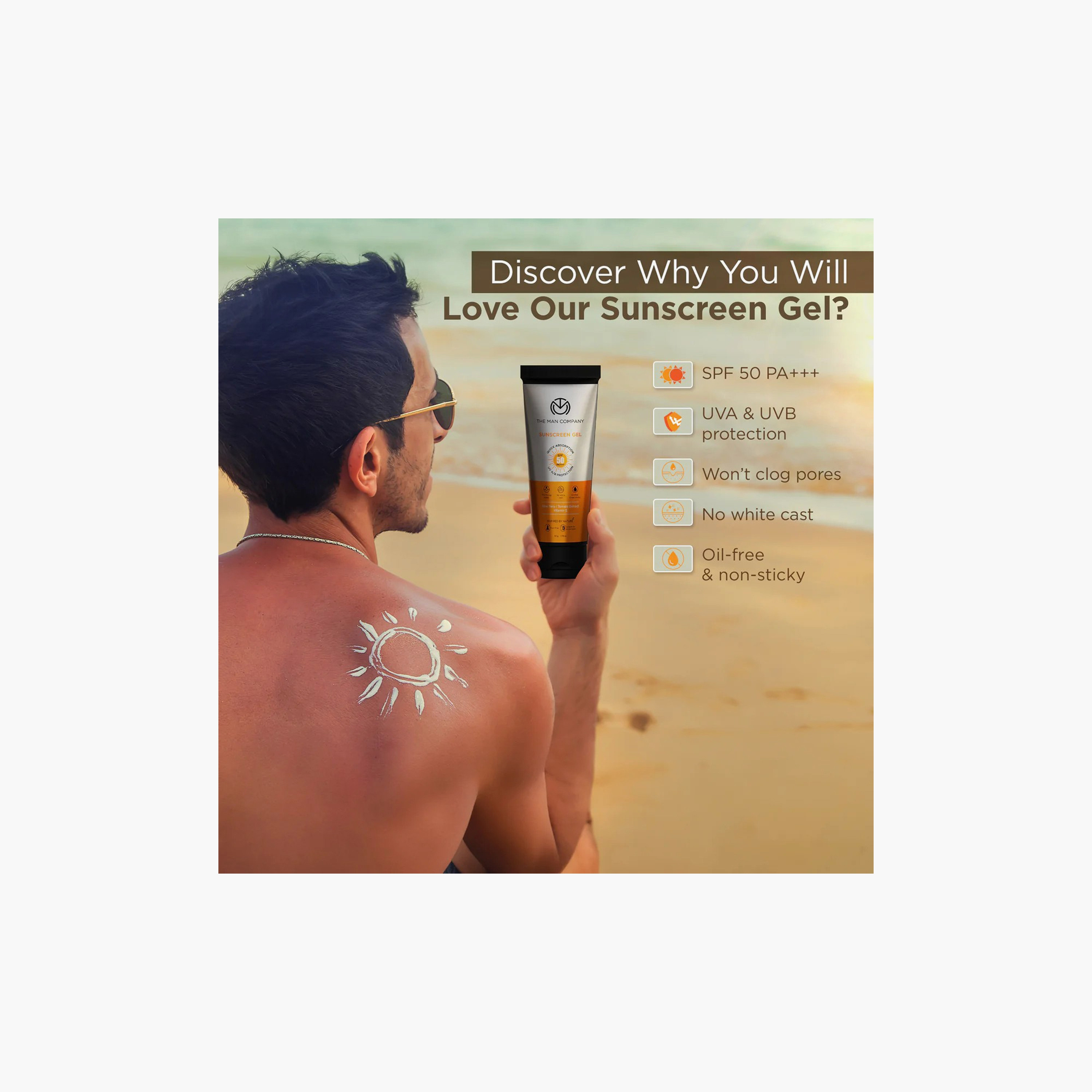 The Man Company Oil-Free Sunscreen Gel SPF 50 for Men, 50gm, Aloe Vera & Vitamin E-beautyandpersonalcare-mens-skincare-image-3
