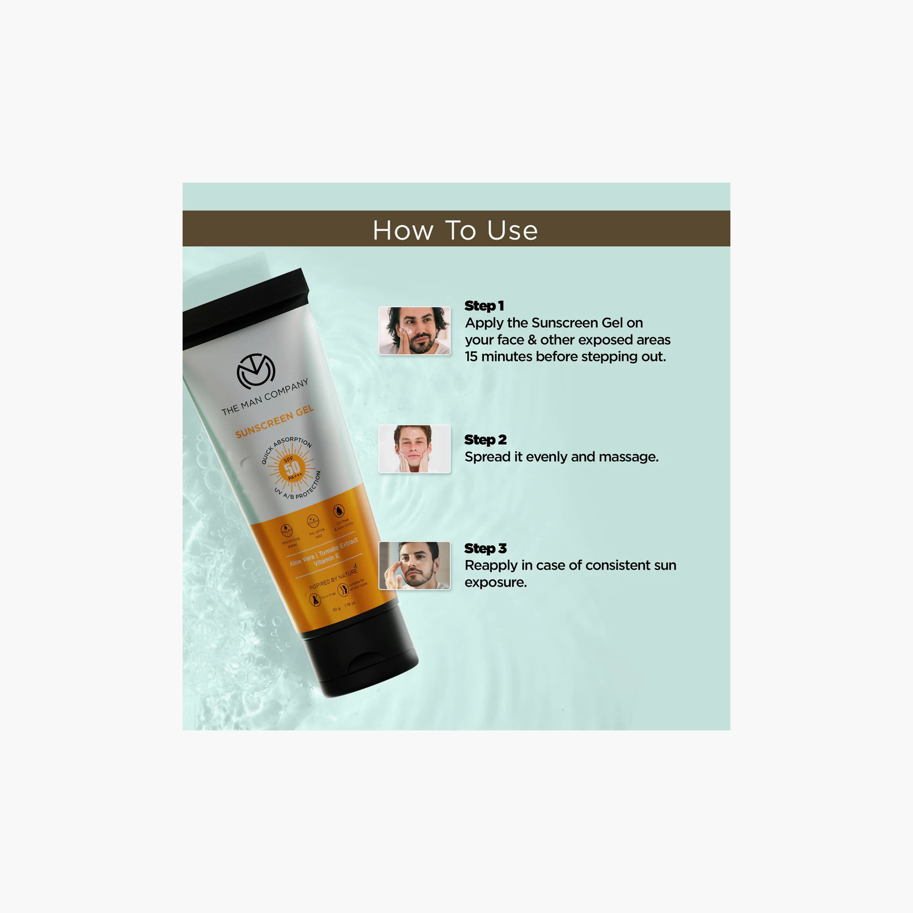 The Man Company Oil-Free Sunscreen Gel SPF 50 for Men, 50gm, Aloe Vera & Vitamin E-beautyandpersonalcare-mens-skincare-image-6