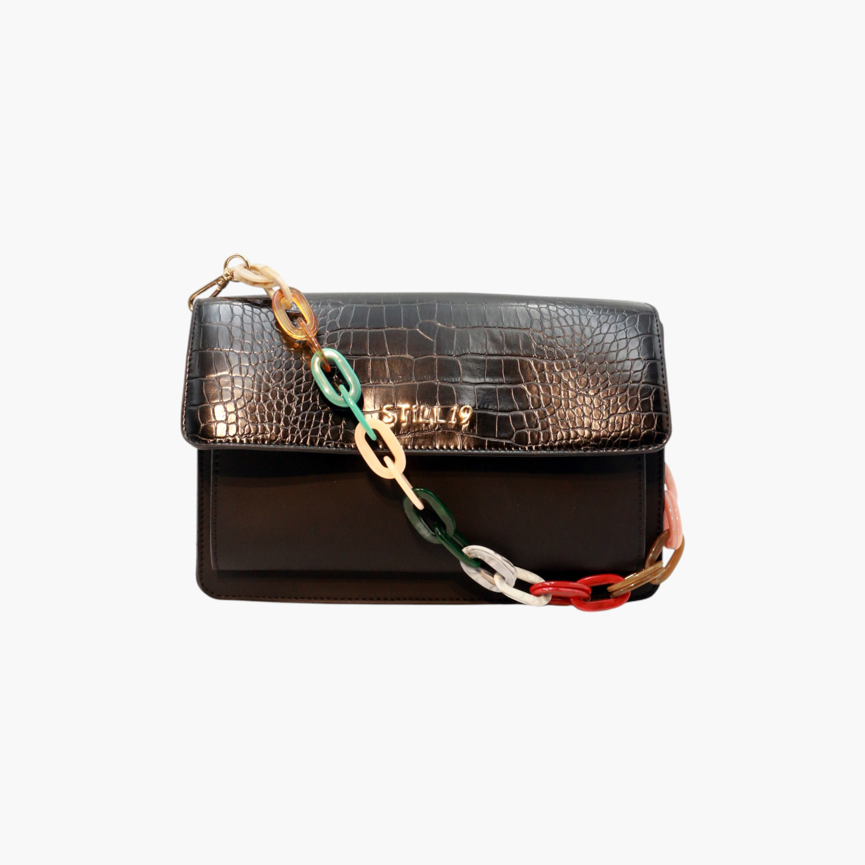 Still 19 Textured Shoulder Bag with Detachable Chain Strap and Flap Closure-women-bagsandwallets-handbags-image-1