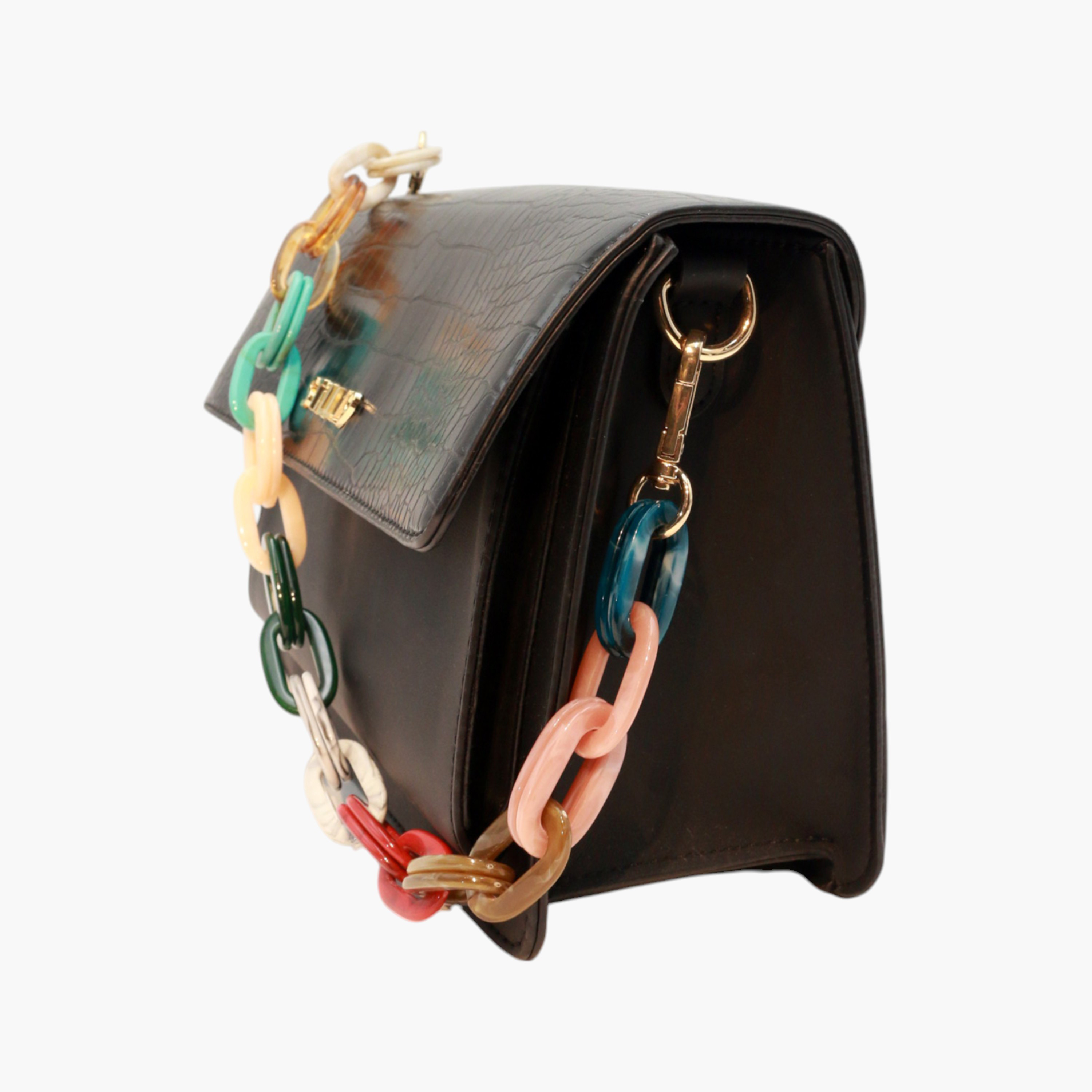 Still 19 Textured Shoulder Bag with Detachable Chain Strap and Flap Closure-women-bagsandwallets-handbags-image-2