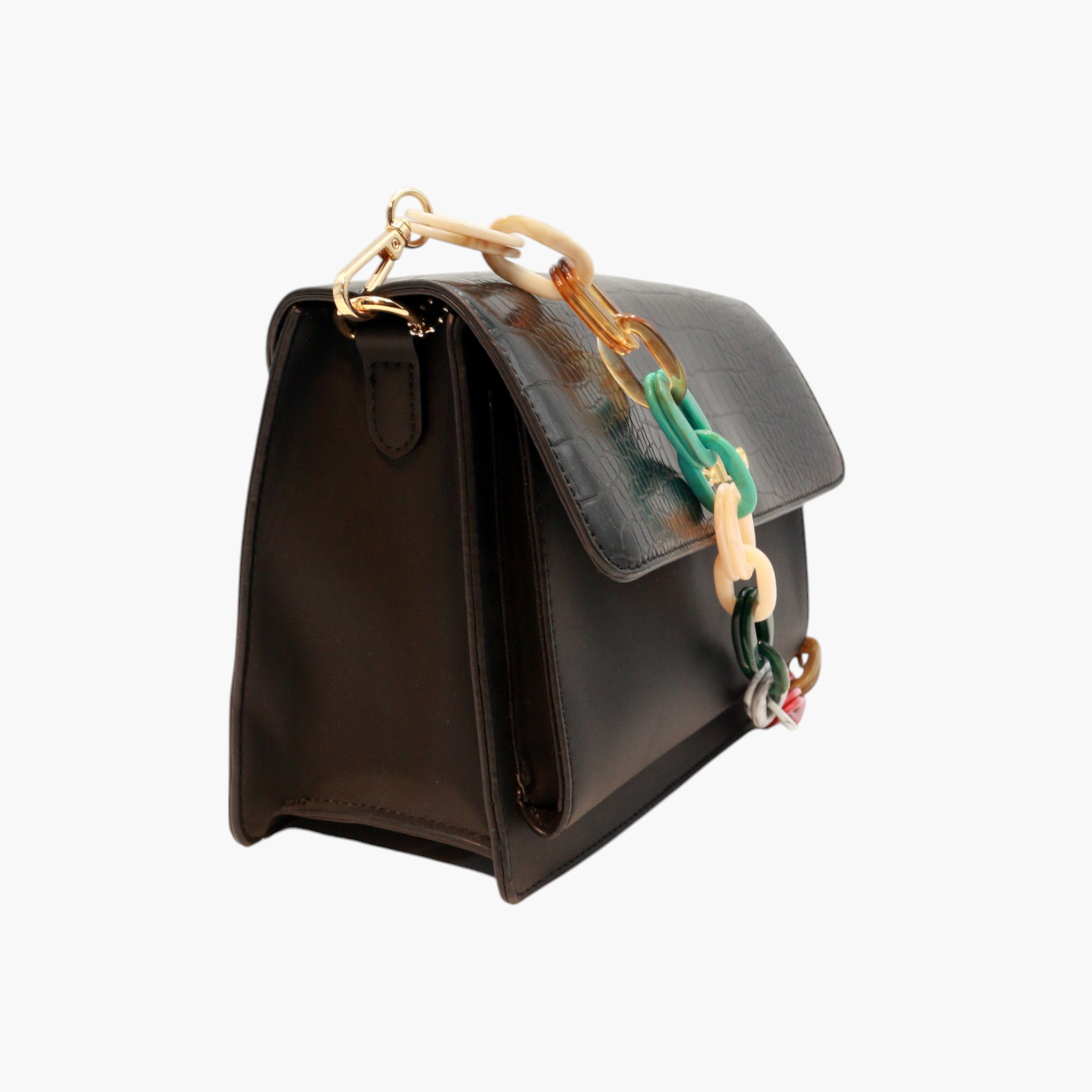 Still 19 Textured Shoulder Bag with Detachable Chain Strap and Flap Closure-women-bagsandwallets-handbags-image-3