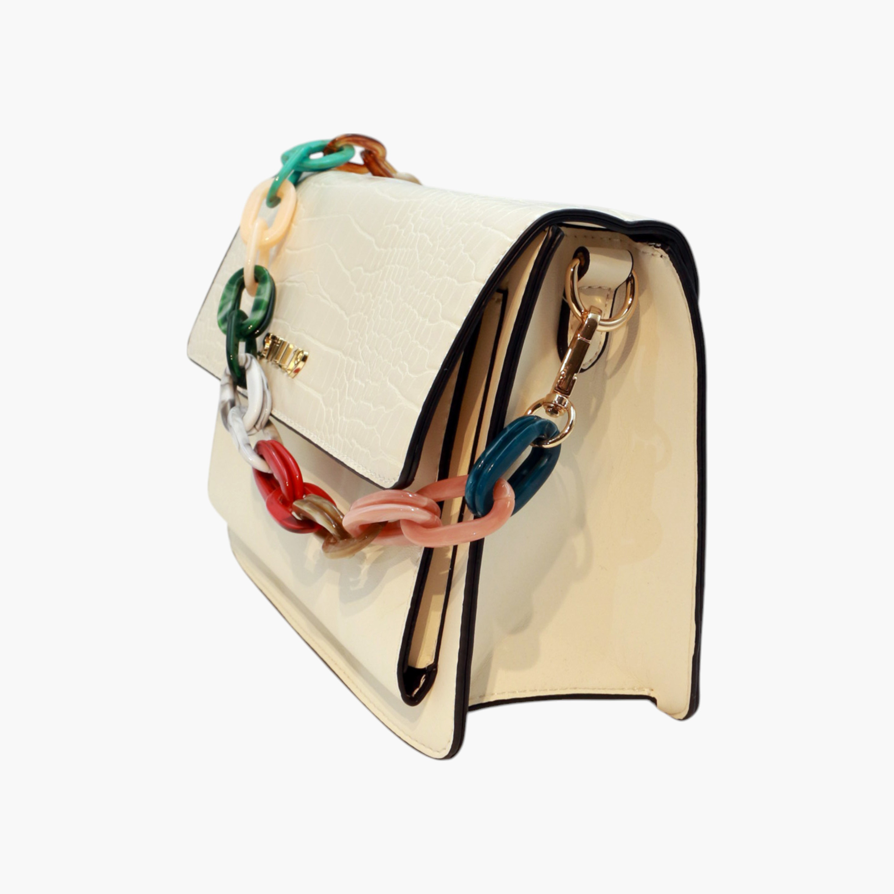 Still 19 Textured Crossbody Bag with Button Closure and Chain Link Strap-women-bagsandwallets-handbags-image-2