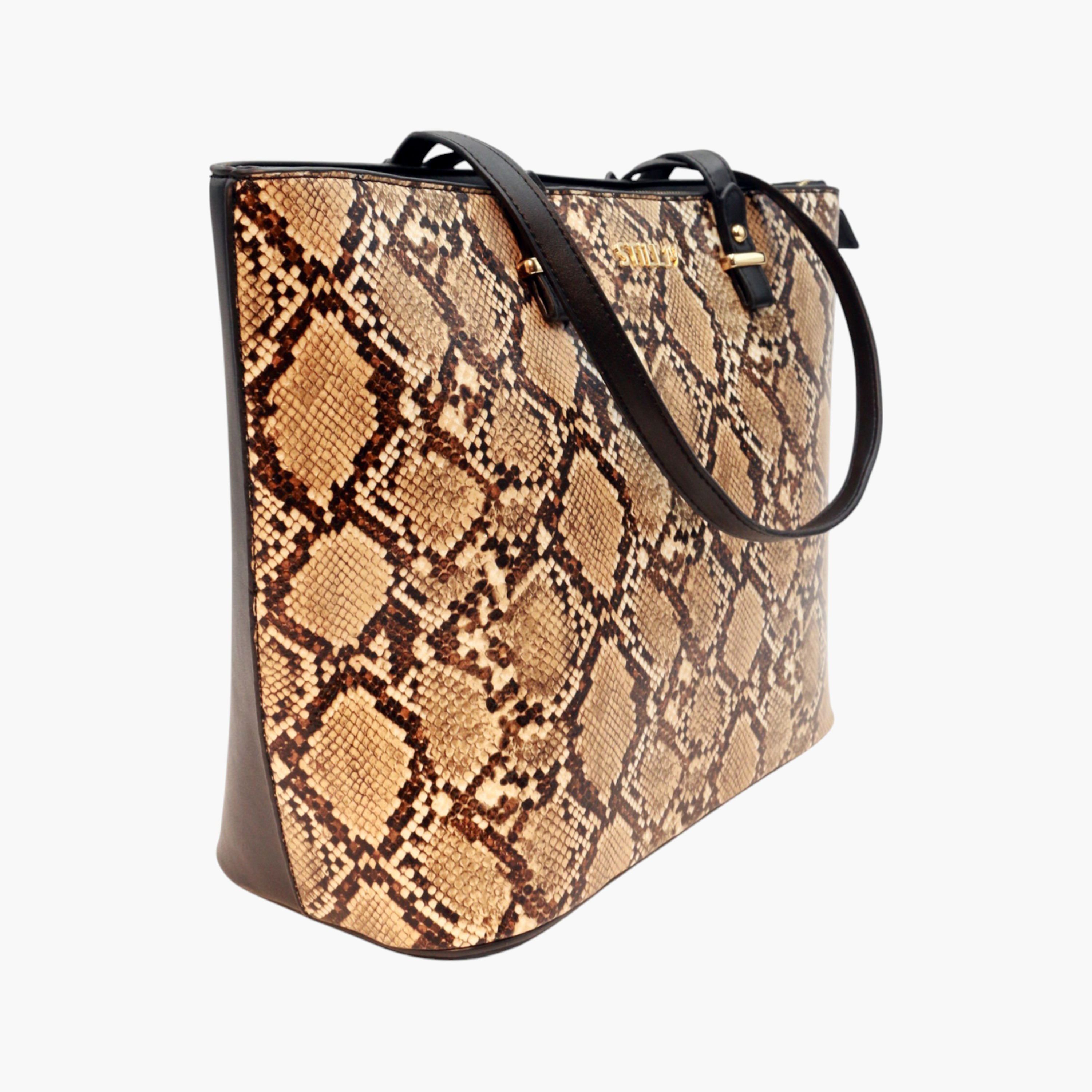 Still 19 Textured Tote Bag with Double Handles and Zip Closure-women-bagsandwallets-handbags-image-3