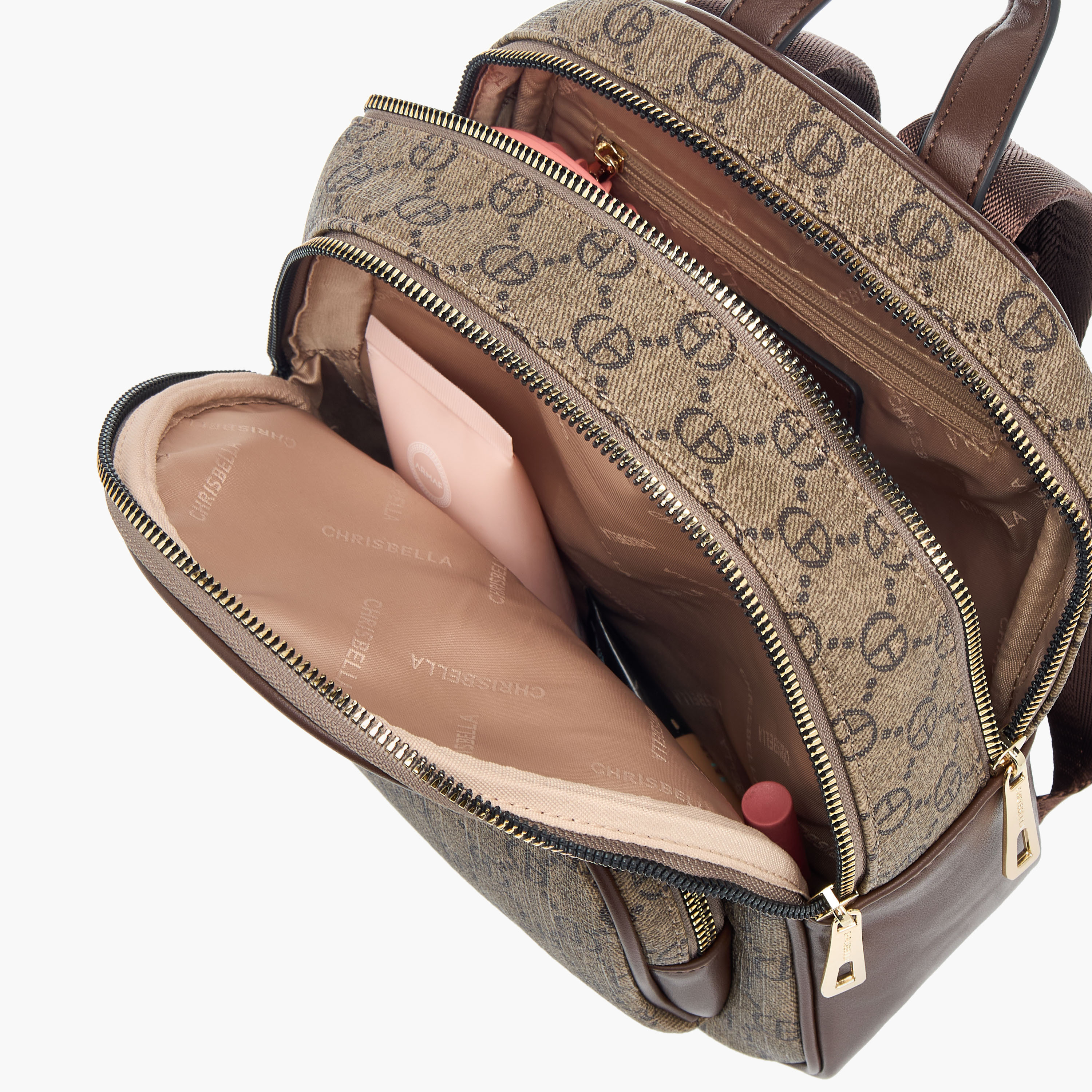 Chrisbella Monogram Print Backpack with Adjustable Shoulder Straps and Zip Closure-women-bagsandwallets-backpacks-image-6