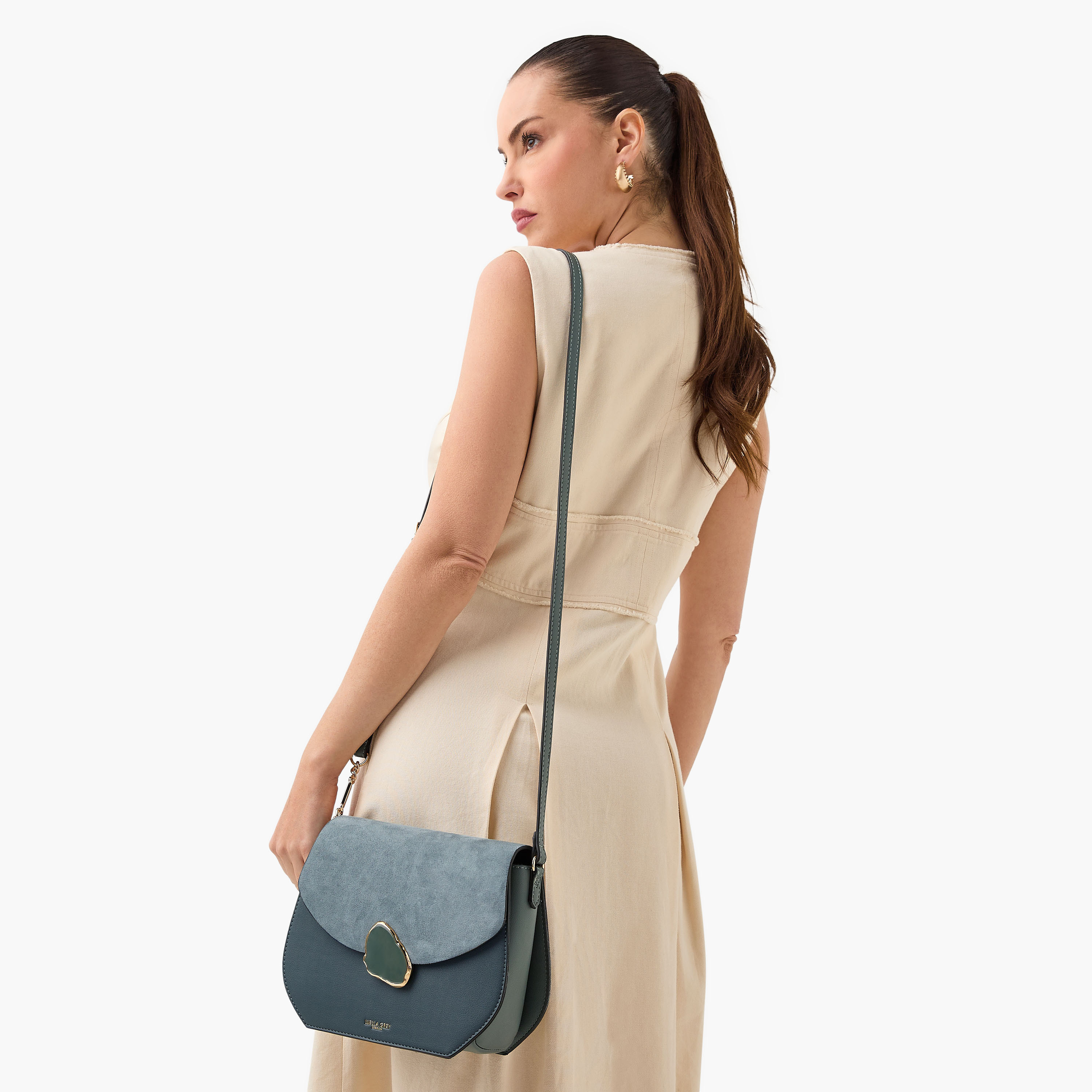 LUELLA GREY Solid Crossbody Bag with Adjustable Strap and Flap Closure-women-bagsandwallets-handbags-image-2