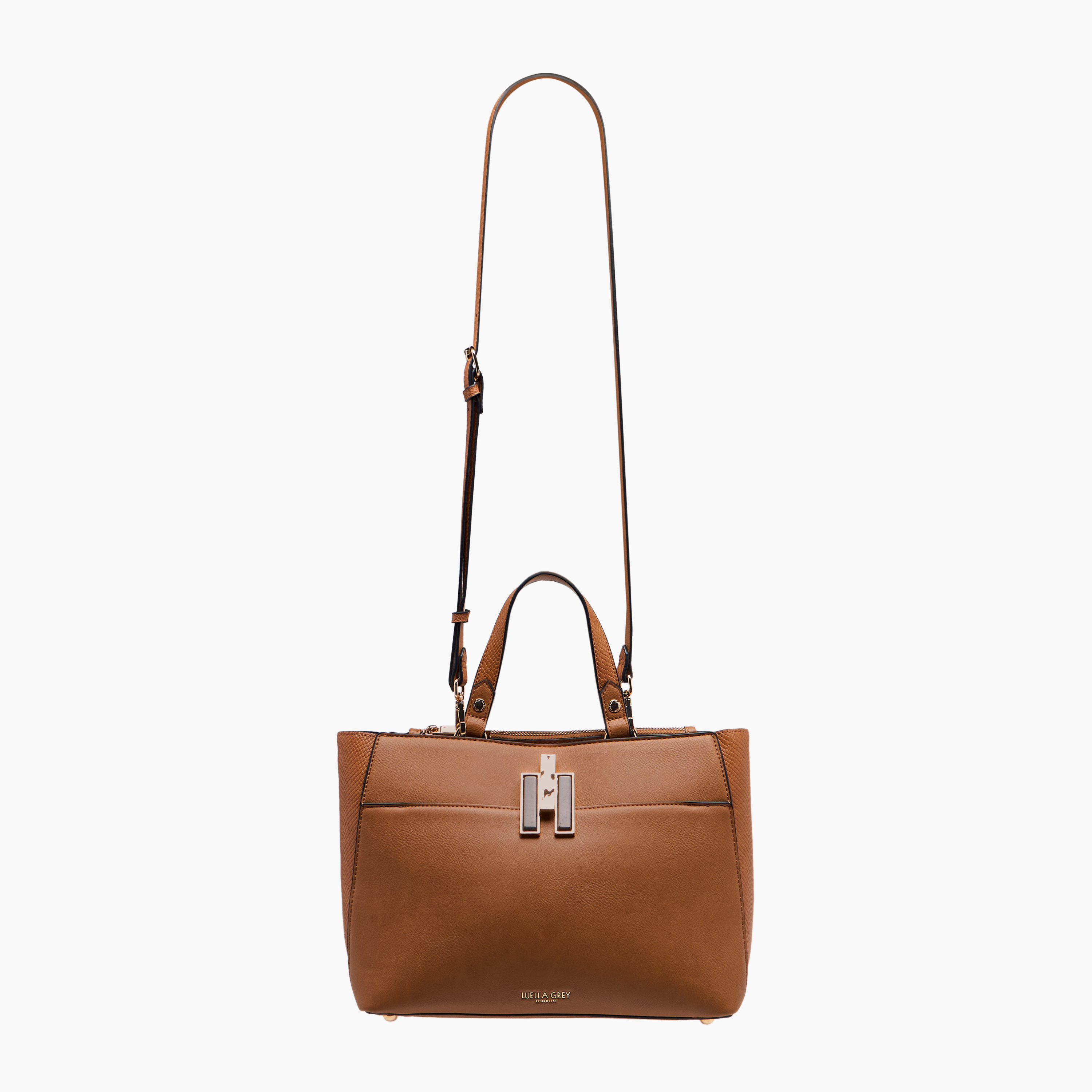 شنطة توت بارزة الملمس بزر إغلاق وحزام قابل للفصل من لويلا جراي-women-bagsandwallets-handbags-image-4