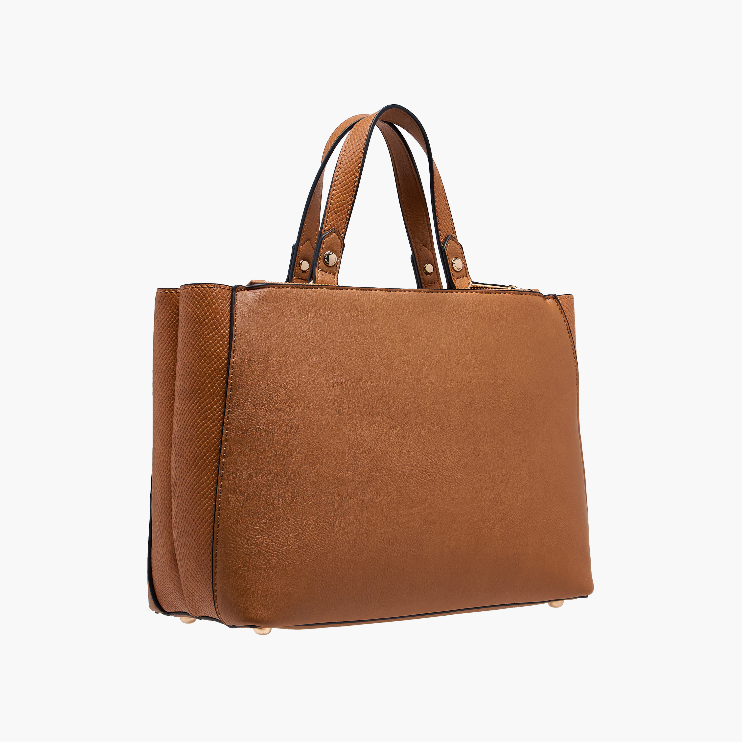 شنطة توت بارزة الملمس بزر إغلاق وحزام قابل للفصل من لويلا جراي-women-bagsandwallets-handbags-image-5