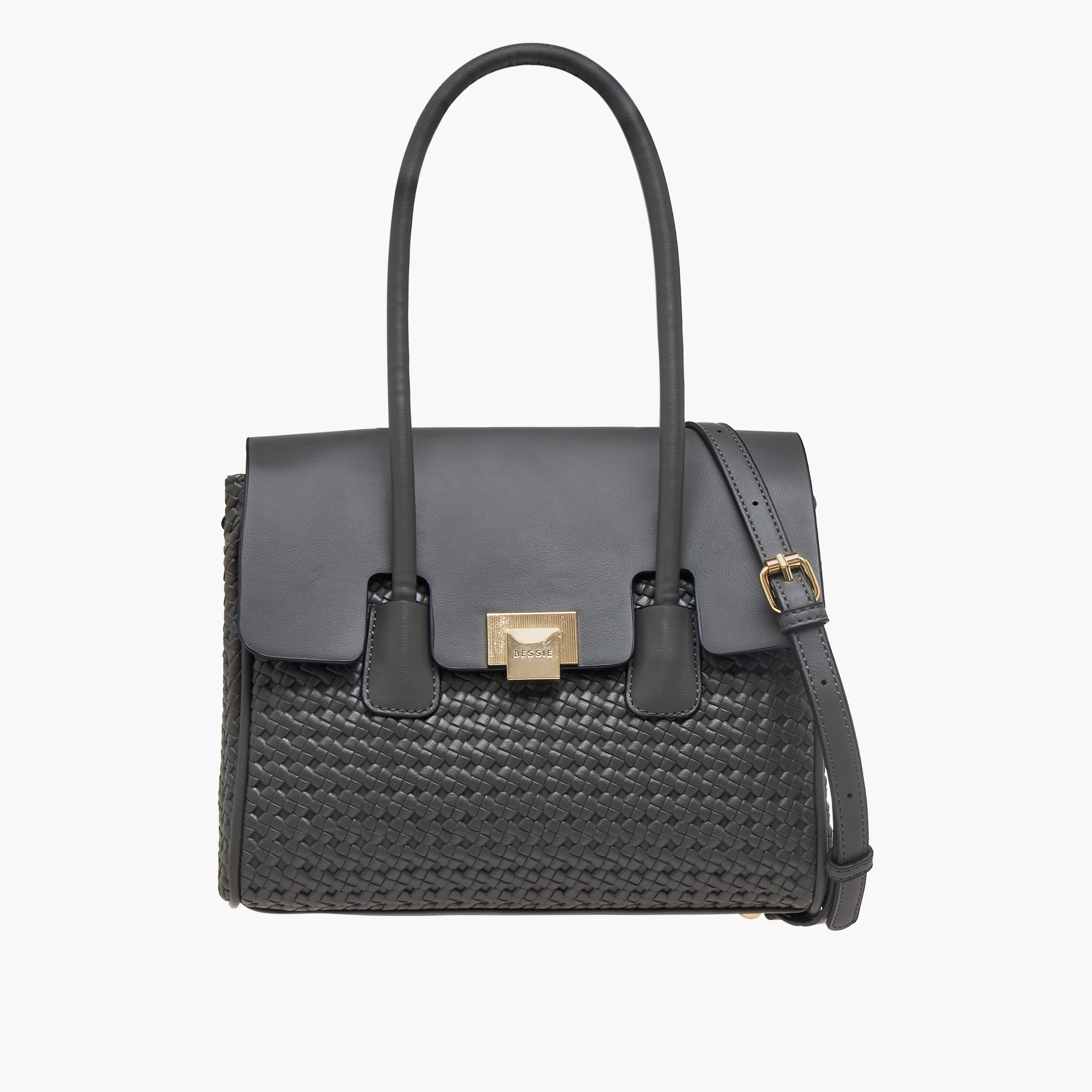 شنطة توتي بارزة الملمس بحزام قابل للفصل وسحاب إغلاق من بيسي لندن-women-bagsandwallets-handbags-image-1