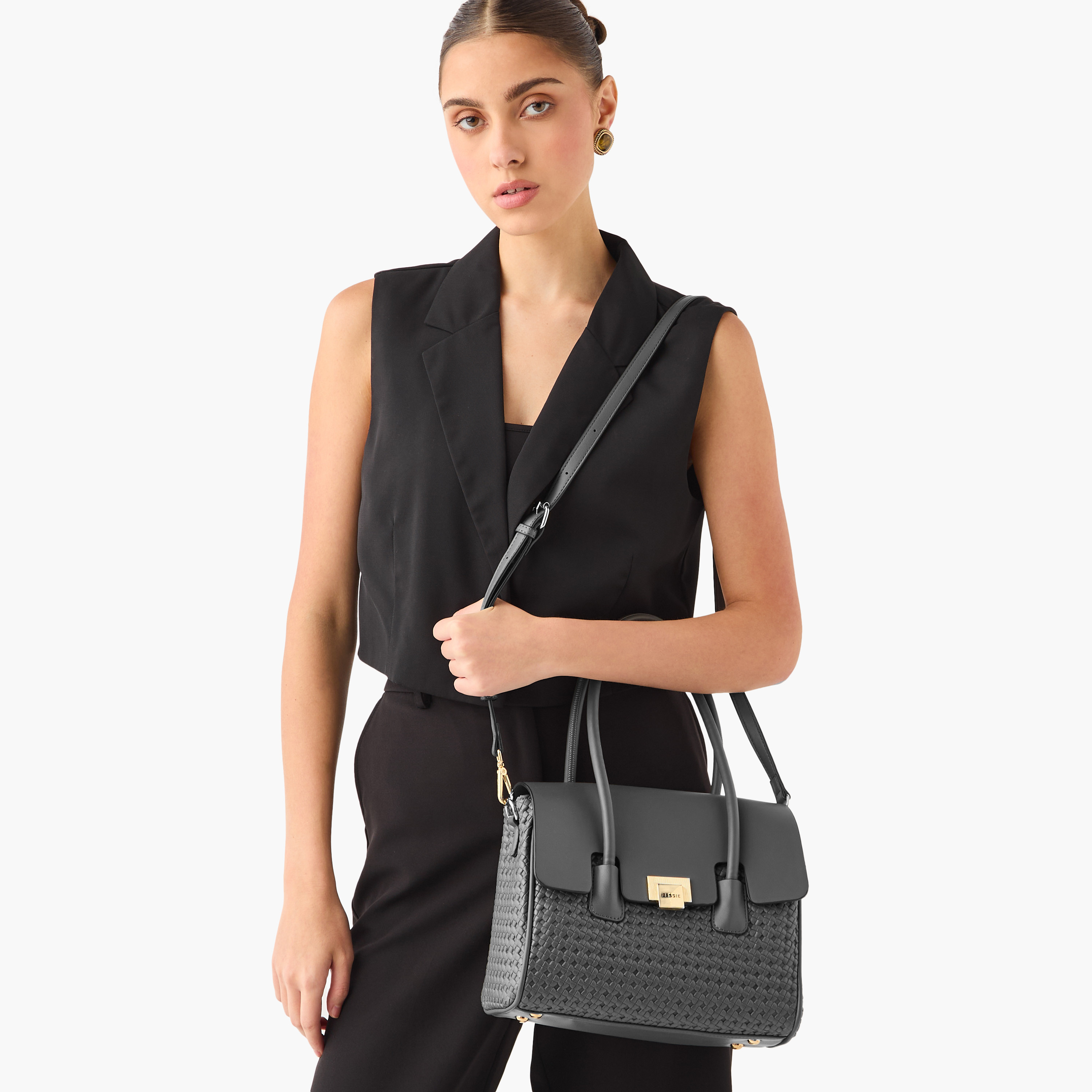 شنطة توتي بارزة الملمس بحزام قابل للفصل وسحاب إغلاق من بيسي لندن-women-bagsandwallets-handbags-image-8