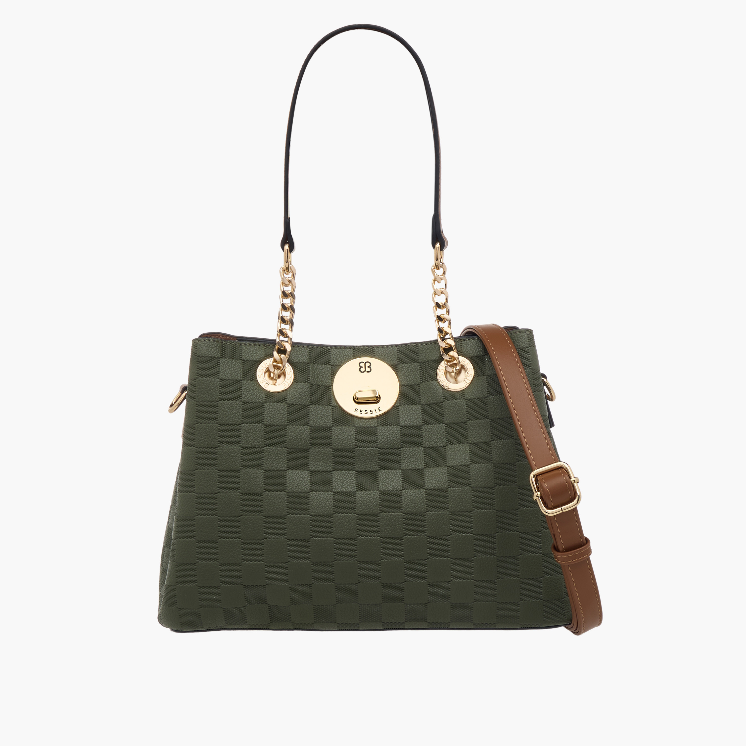 Bessie London Textured Tote Bag with Zip Closure and Detachable Strap-women-bagsandwallets-handbags-image-1