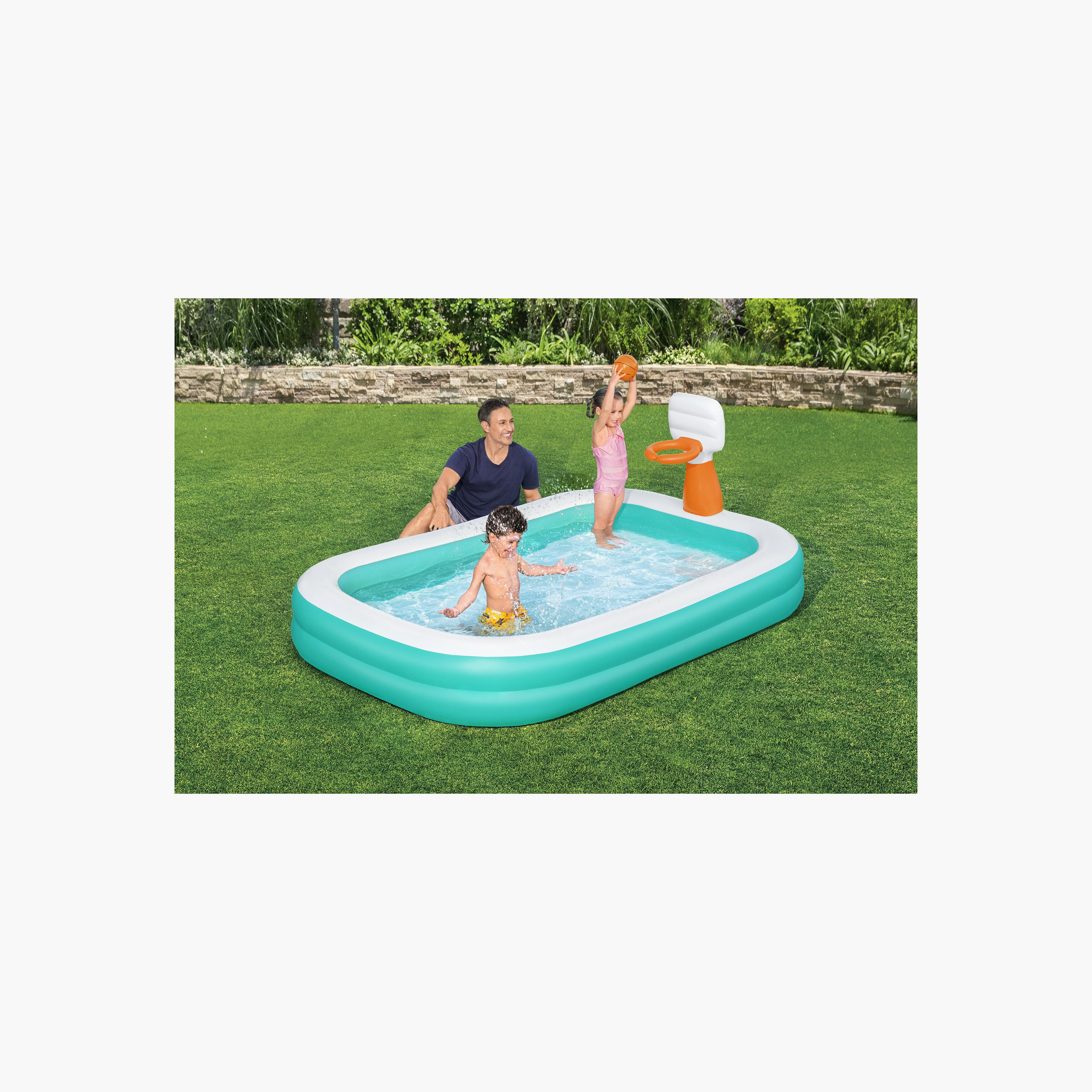 Bestway Dunk n Splash Inflatable Family Pool - 251x168x102 cm-toys-outdoor-poolandbeach-pools-image-2