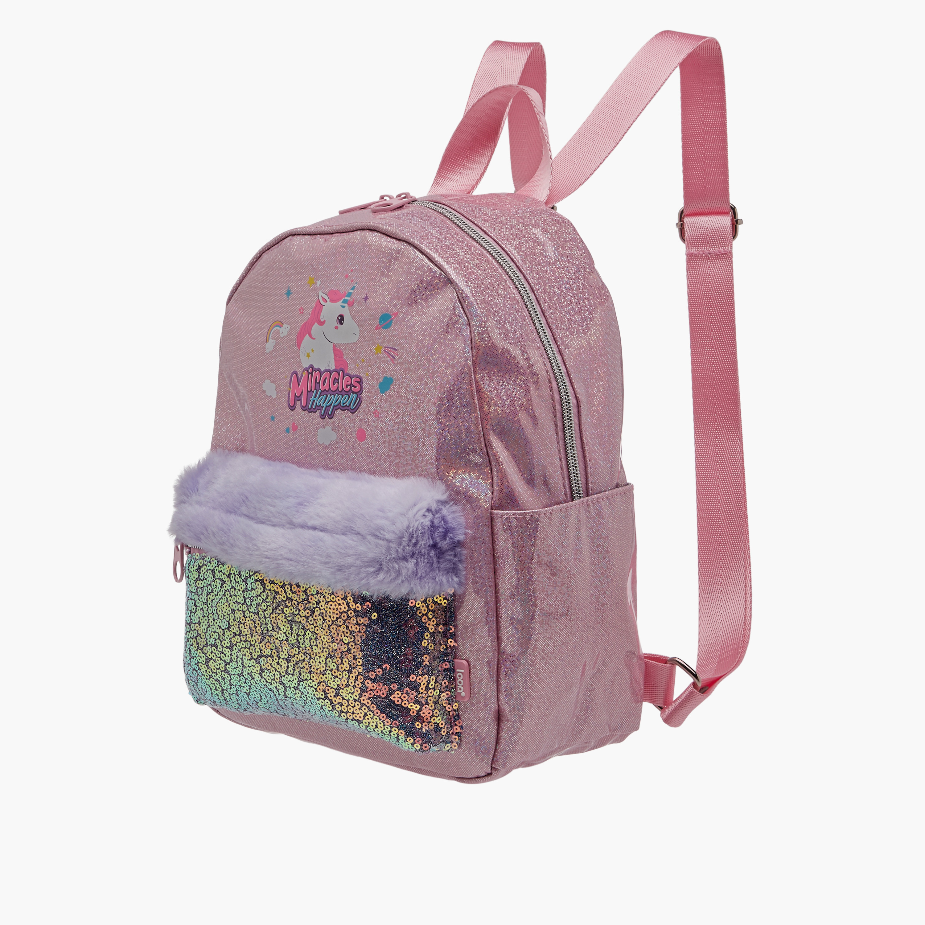 icon Sequinned Backpack with Adjustable Straps - 29x23x11 cms-school-bagsandbackpacks-backpacks-image-2